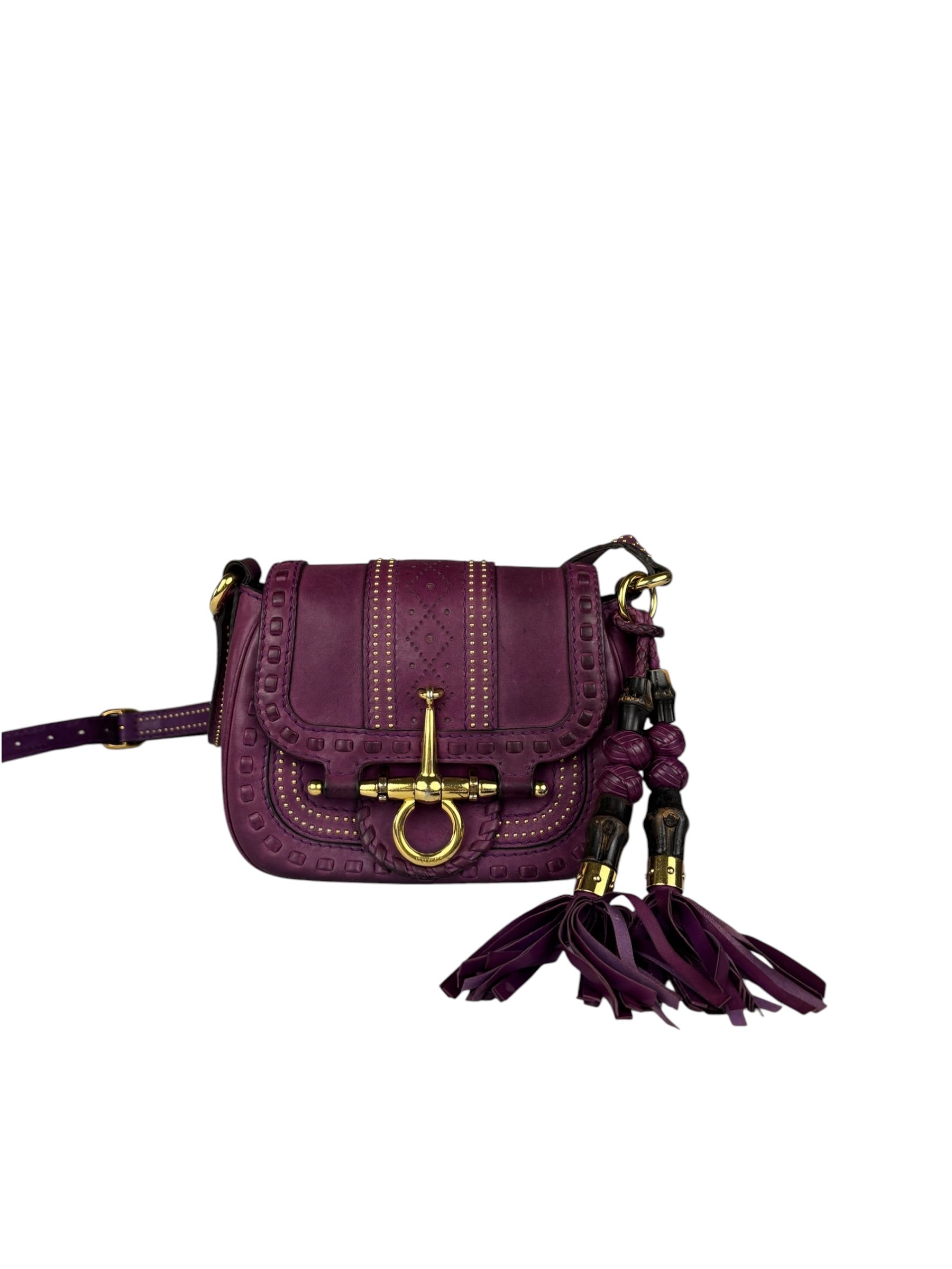 Gucci Vintage Purple Leather Small Snaffle Bit Shoulder Bag