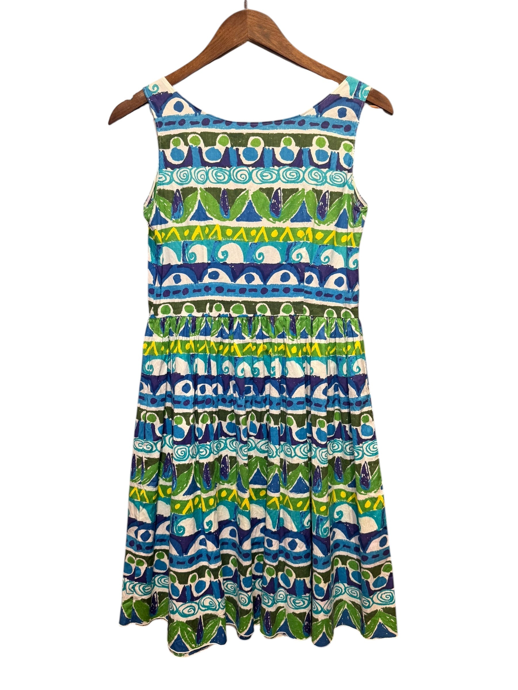 Prada Blue Lagoon Print Mid Length Dress