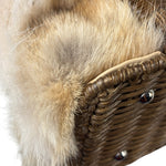Ferragamo Vintage Fur Rattan Top Handle Bag