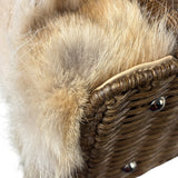 Ferragamo Vintage Fur Rattan Top Handle Bag