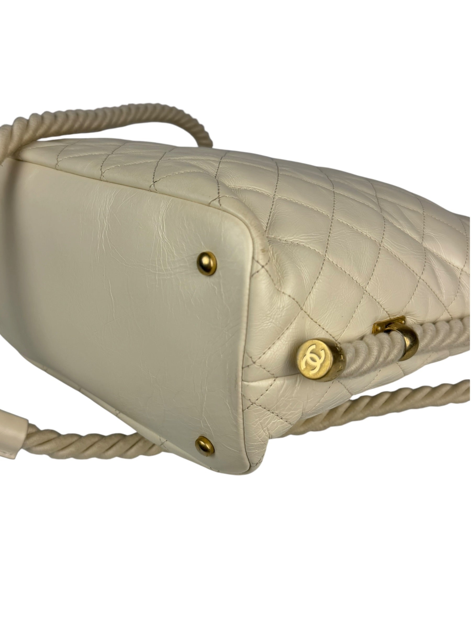 Chanel Ivory Crumpled Leather Vogue Rope Hobo Bag 2019