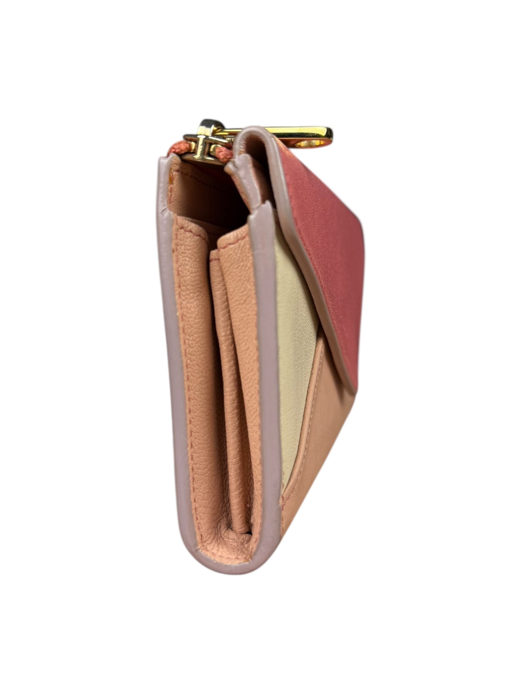 Chloe Pink Leather Envelope Long Wallet