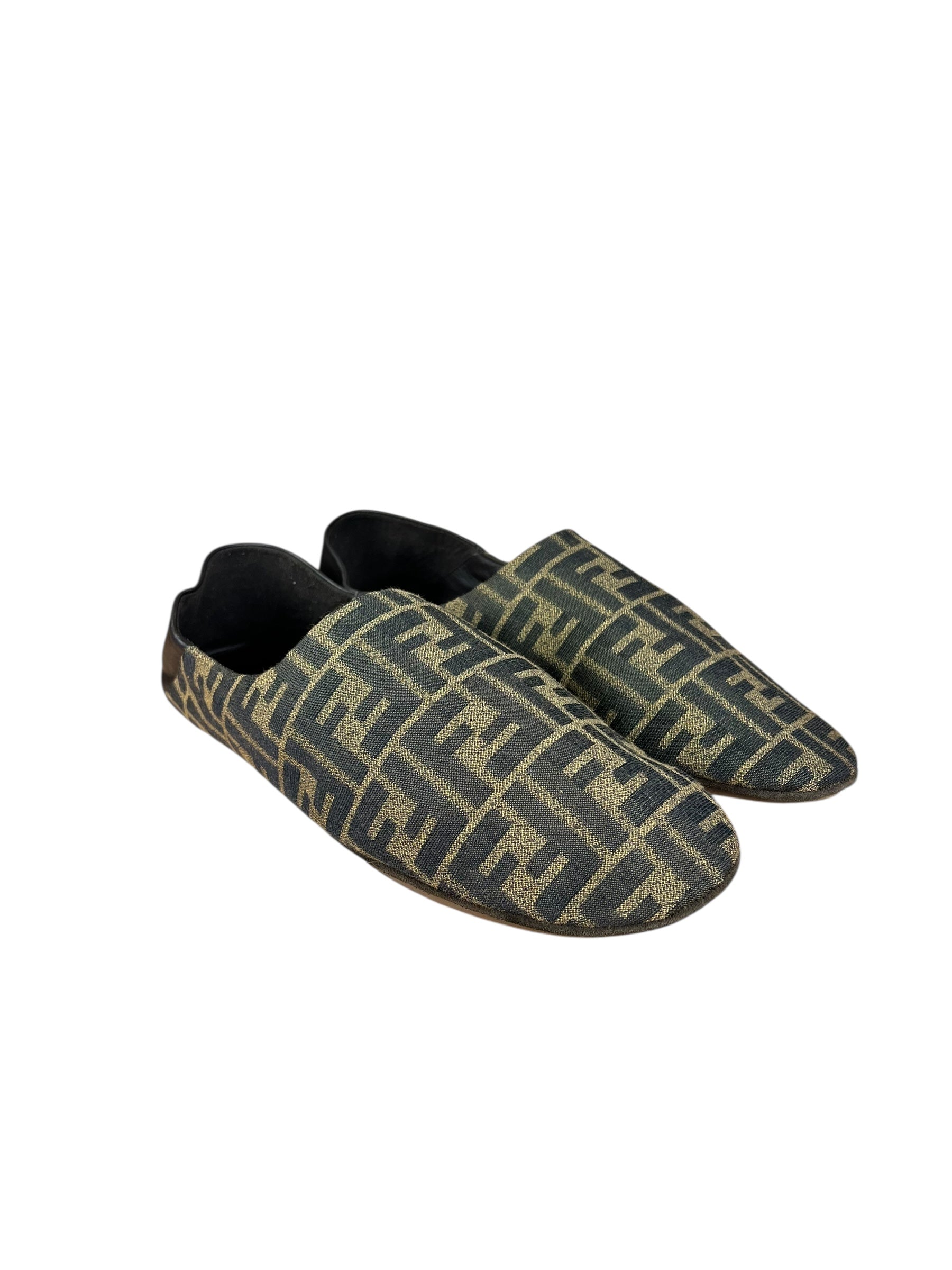 Fendi FF Zucca Canvas/Leather Slippers