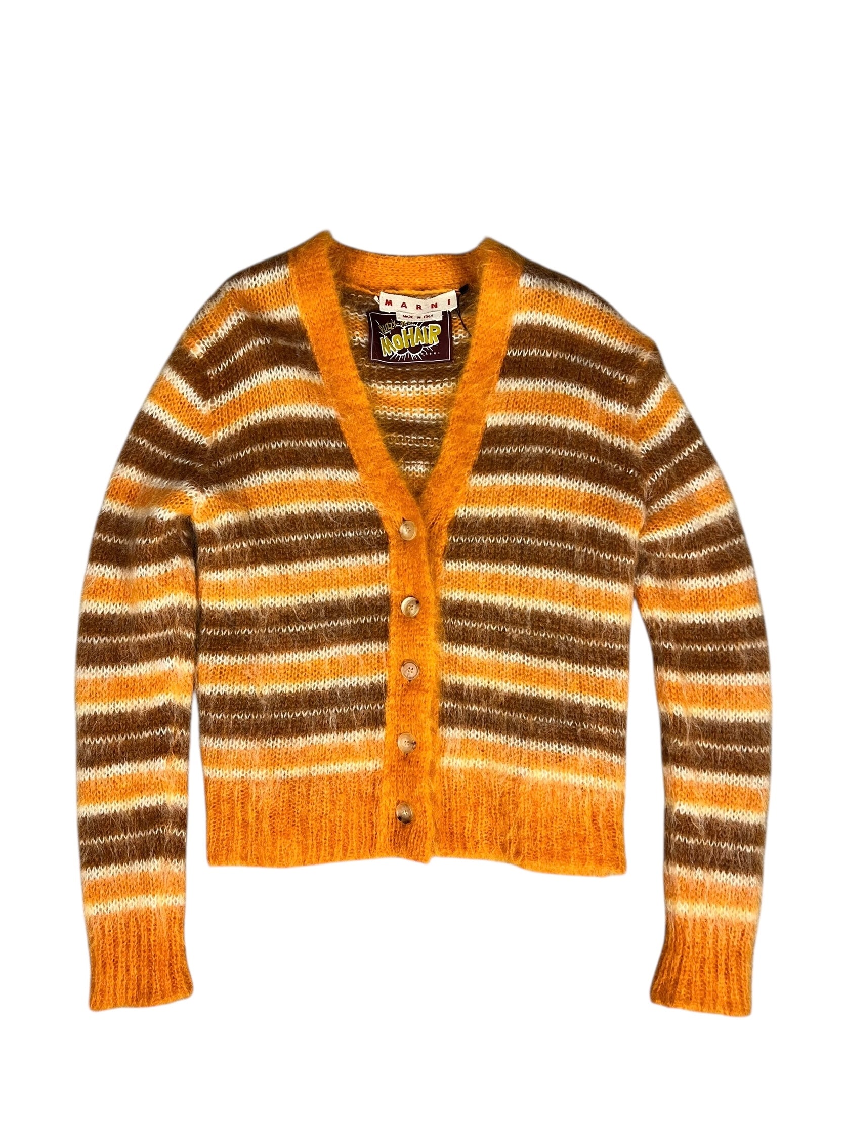 Marni MoHair Orange Button Up Sweater