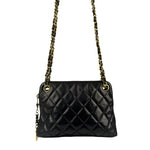 Chanel Vintage Black Quilted Leather Shoulder Bag 1987