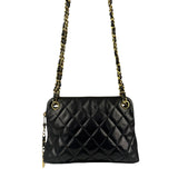 Chanel Vintage Black Quilted Leather Shoulder Bag 1987