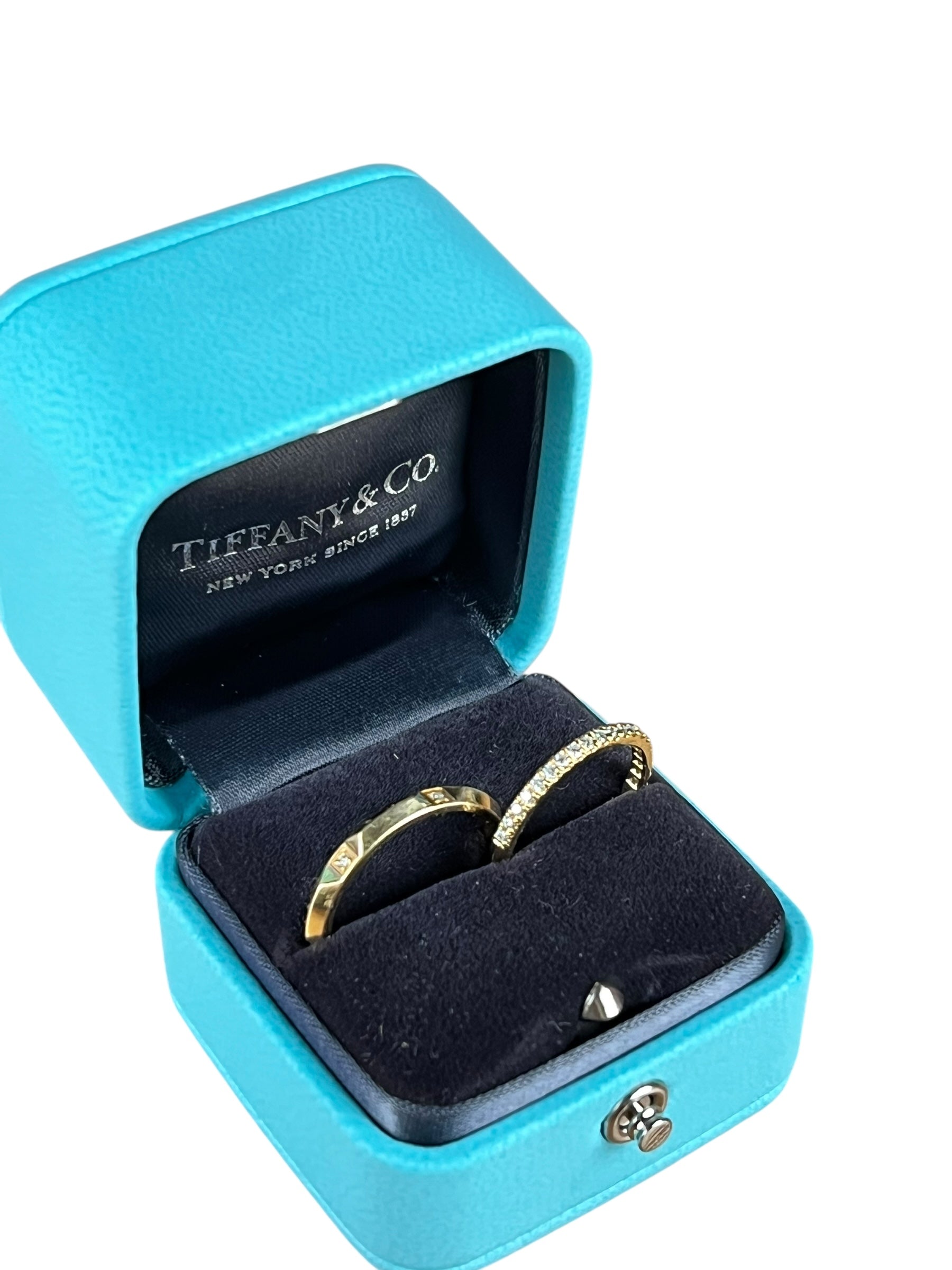 Tiffany & Co His & Hers Rings 18k Gold w/ Diamonds