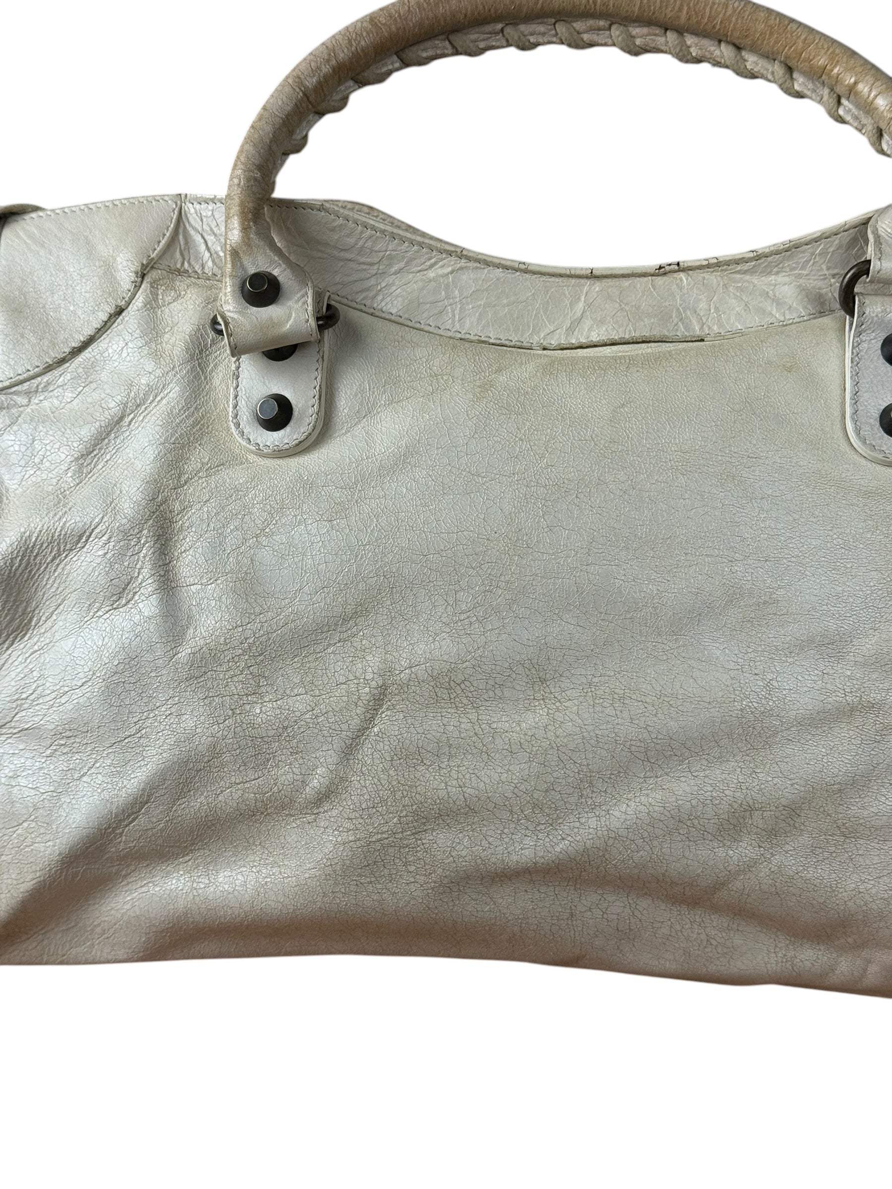 Balenciaga Ivory Leather Classic City Bag