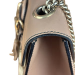 Gucci Peach Leather Trim GG Canvas Emily Chain Flap Shoulder Bag