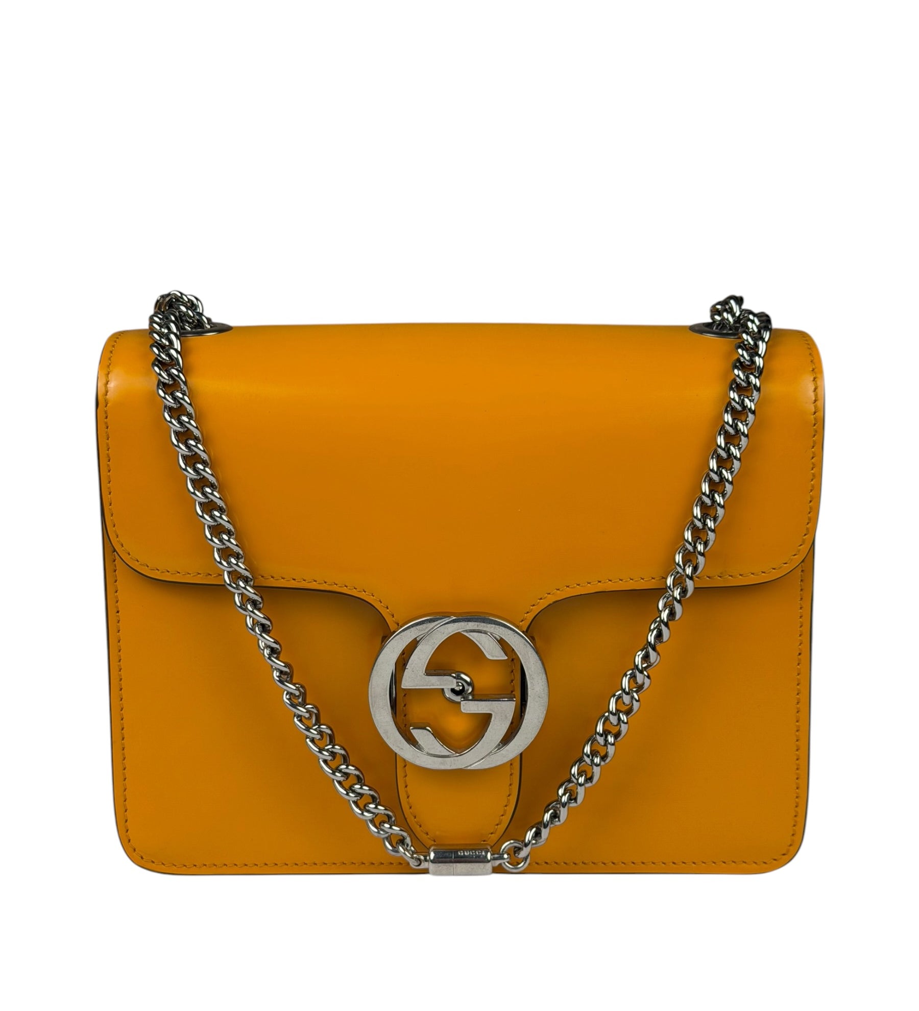 Gucci Orange GG Polished Leather Shoulder Bag