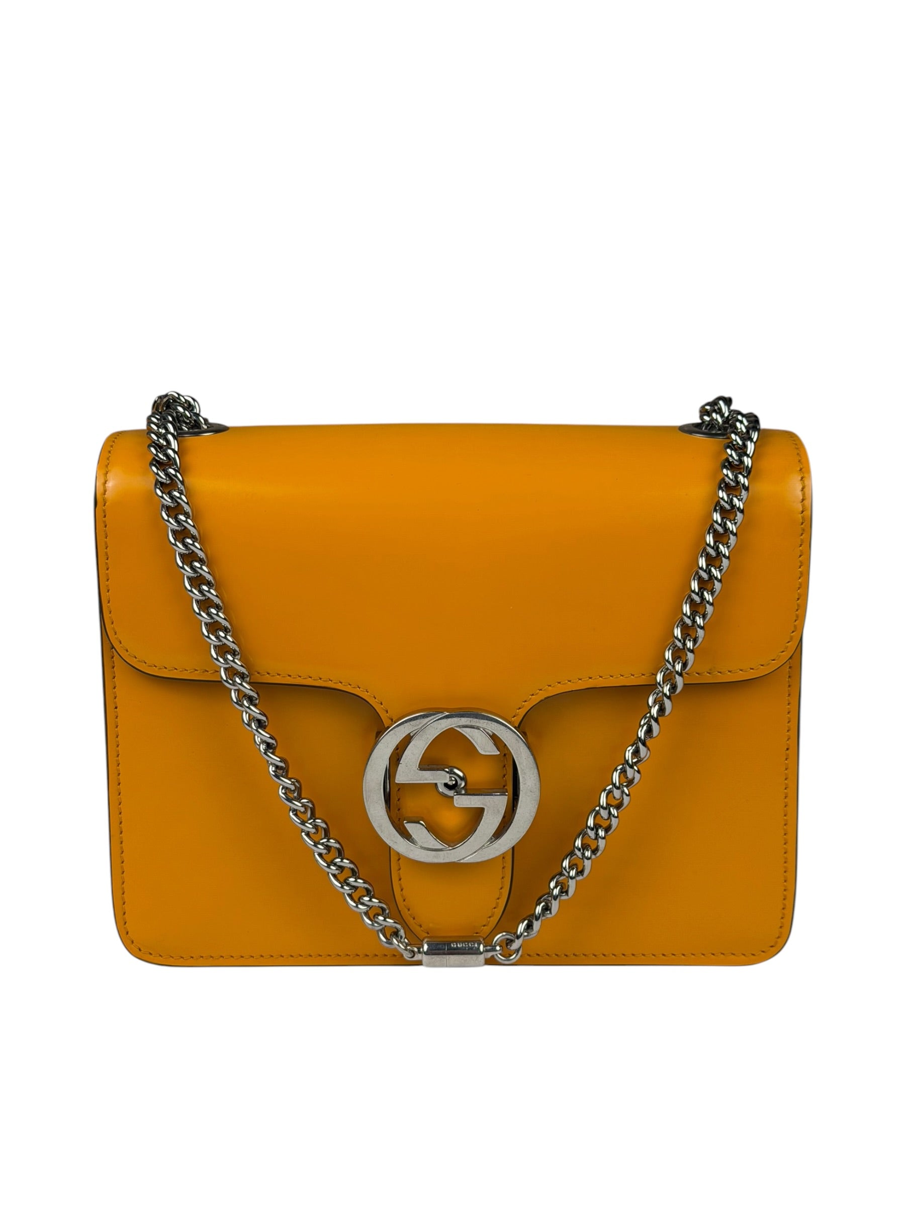 Gucci Orange GG Polished Leather Shoulder Bag