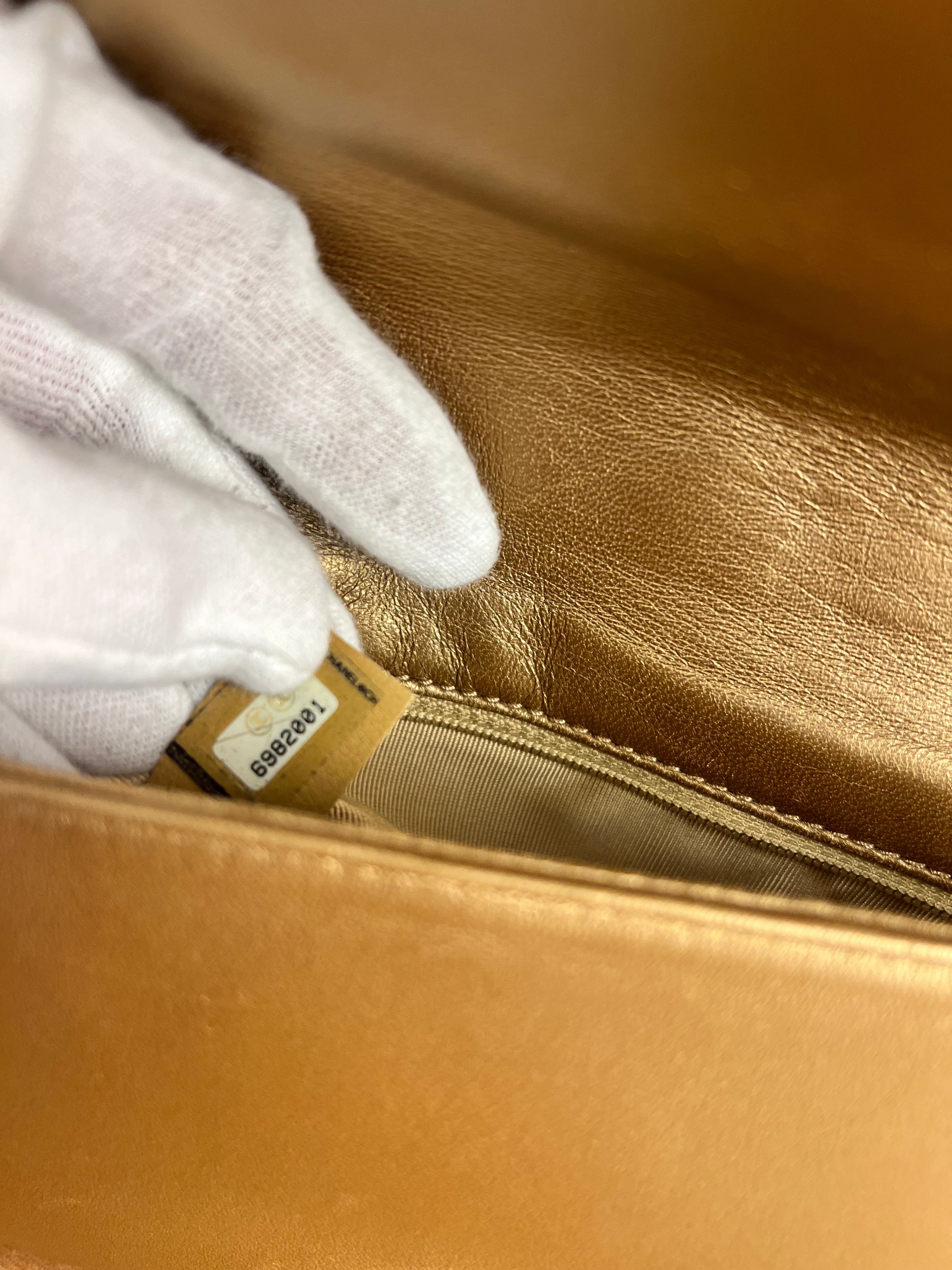 Chanel Gold Leather East West Shoulder Bag 2001