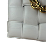 Bottega Veneta White Leather Padded Cassette Chain Bag