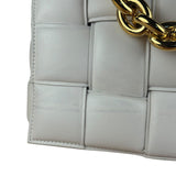 Bottega Veneta White Leather Padded Cassette Chain Bag