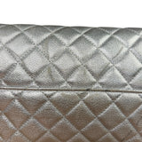 Chanel CC Silver Metallic Quilted Flap Shoulder Bag 2017