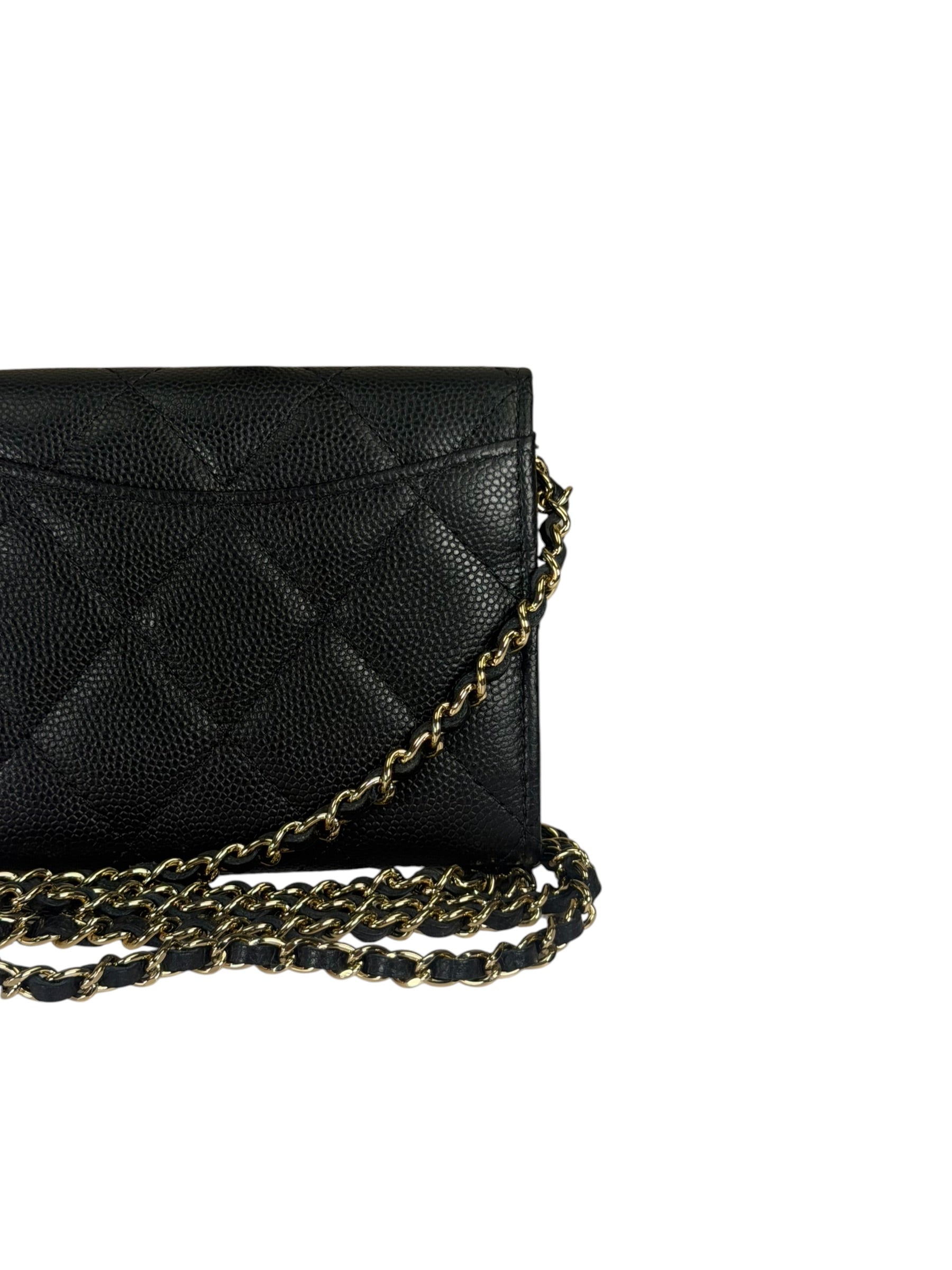 Chanel Black Caviar Quilted Card Holder 2019