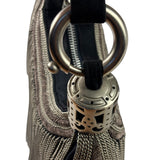 Chole Black Nylon Chain-Link Crescent Mini Hobo Bag