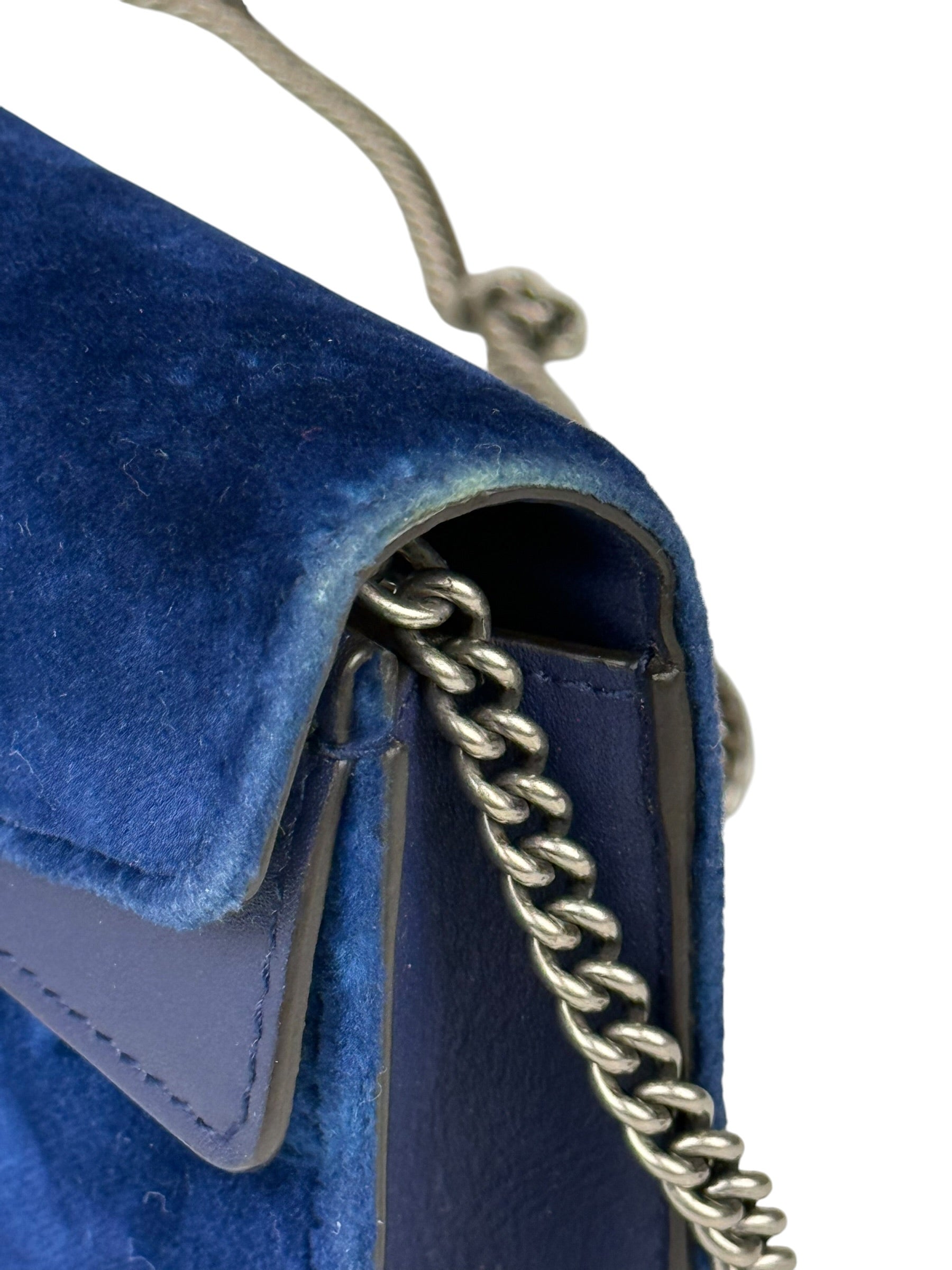 Gucci Blue Velvet Mini Dionysus Chain Bag