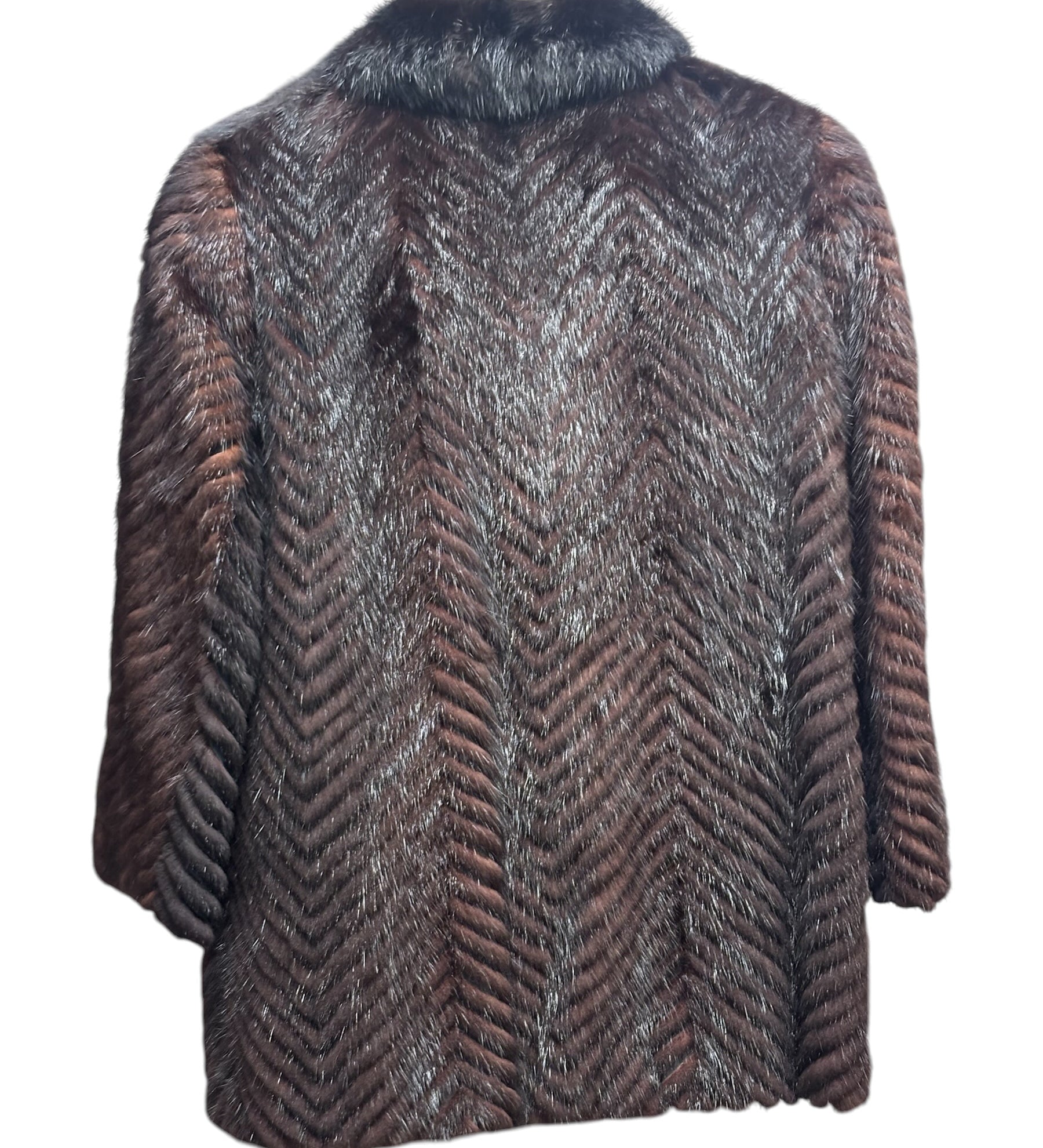 Kiyomi Vintage Auburn Chevron Mink Fur Coat