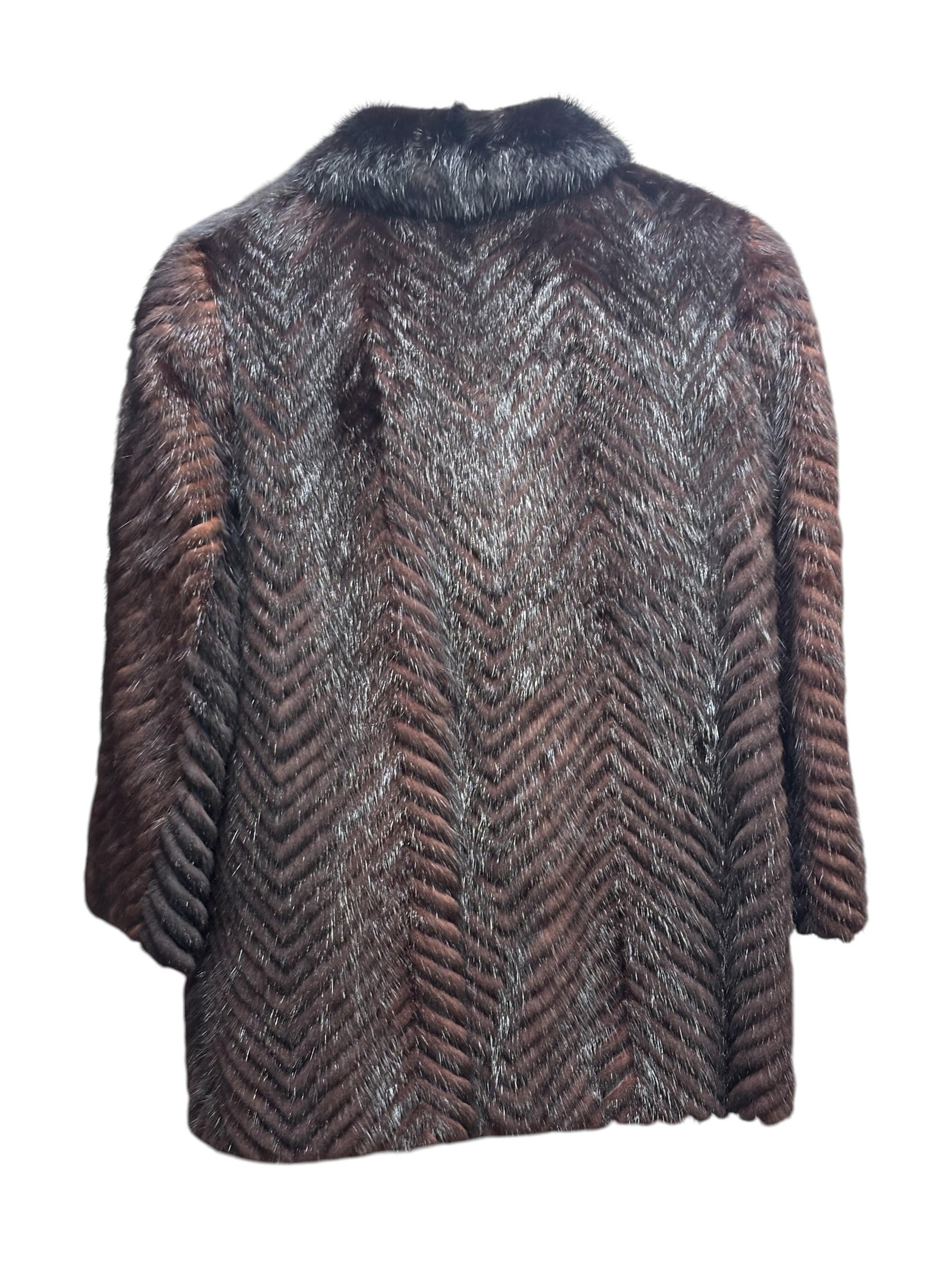 Kiyomi Vintage Auburn Chevron Mink Fur Coat