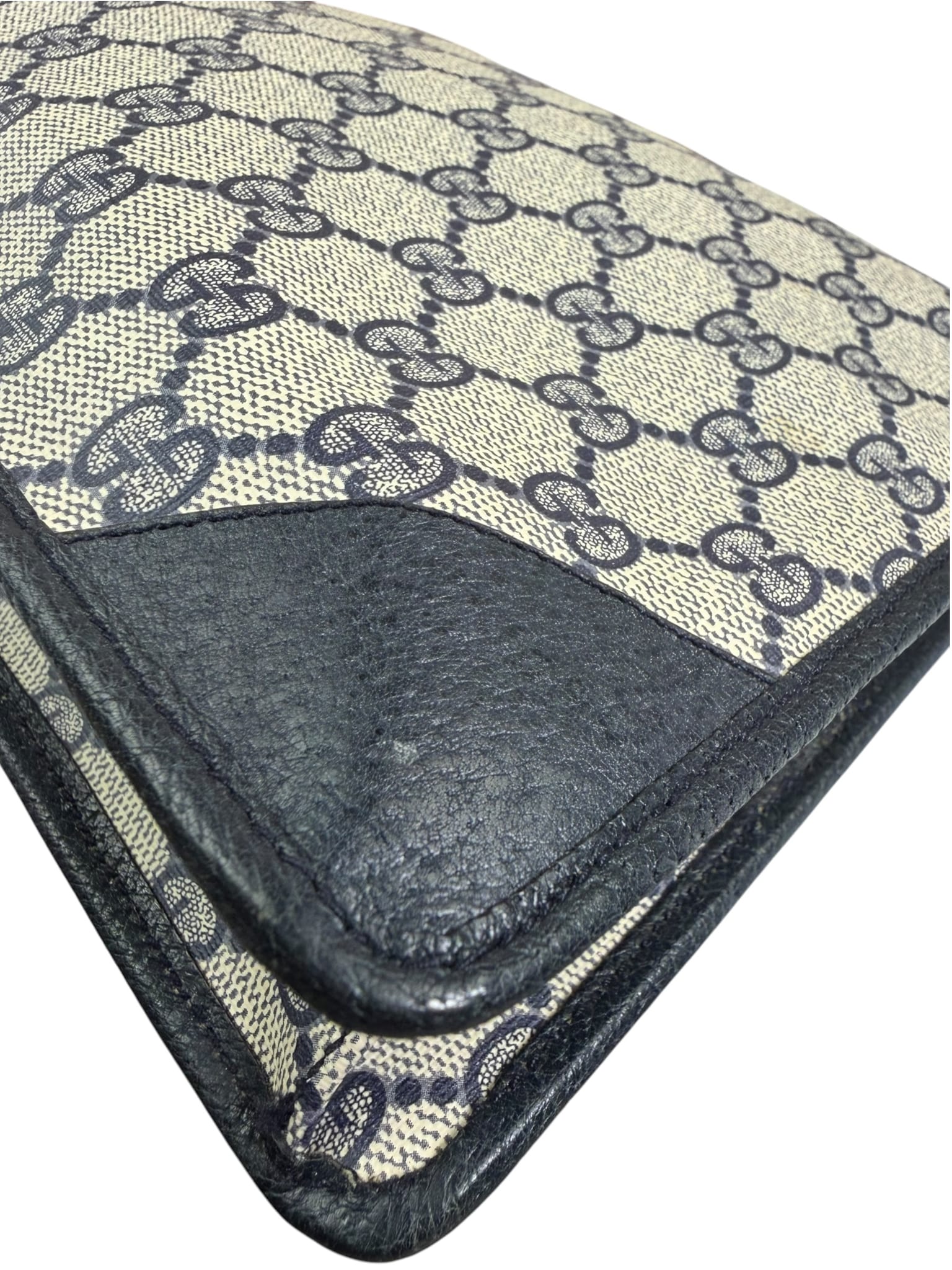 Gucci Vintage GG Coated Canvas Zip Travel Pouch Navy