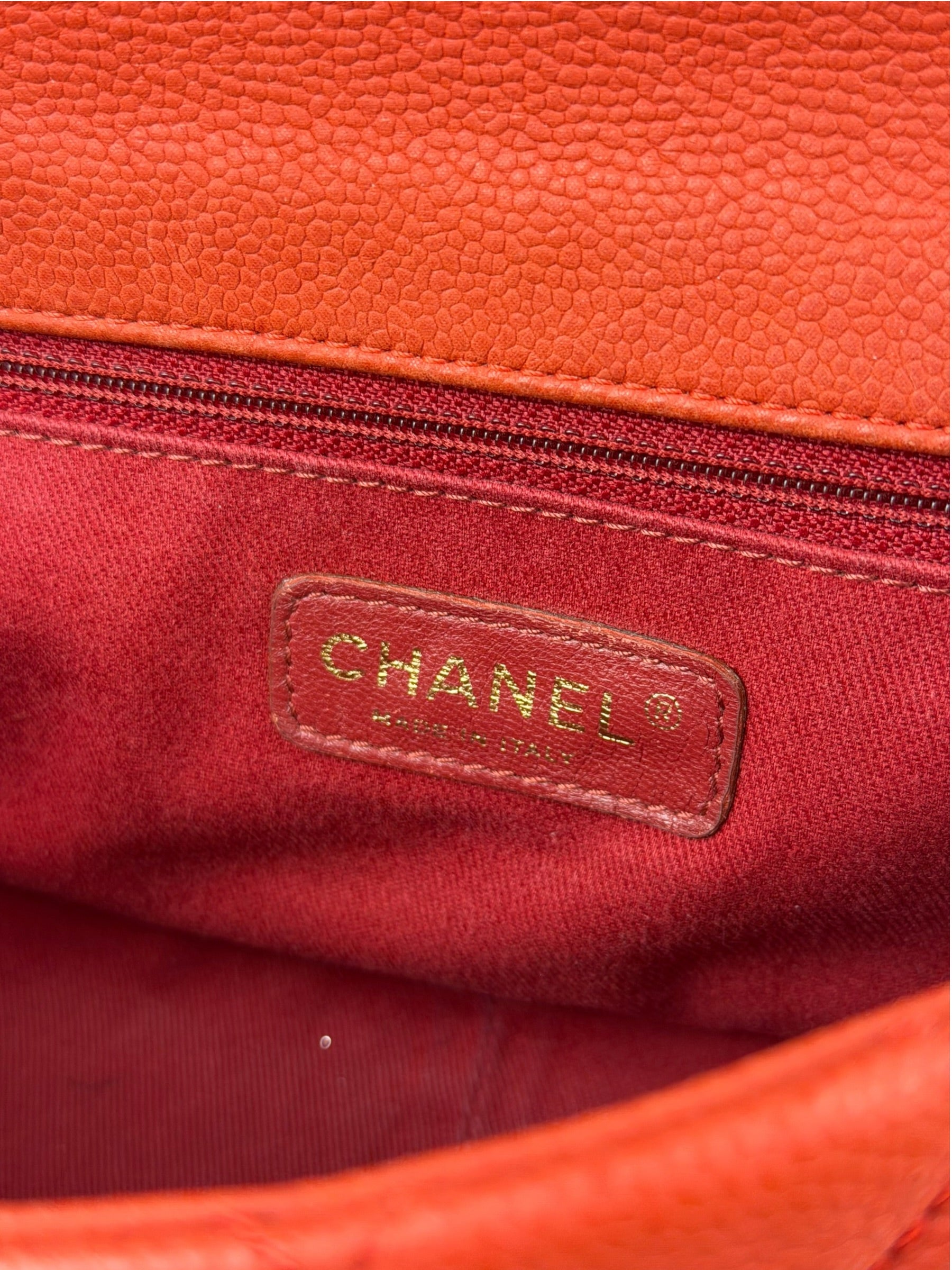 Chanel Red Quilted Caviar Leather Timeless Shoulder Bag 2012