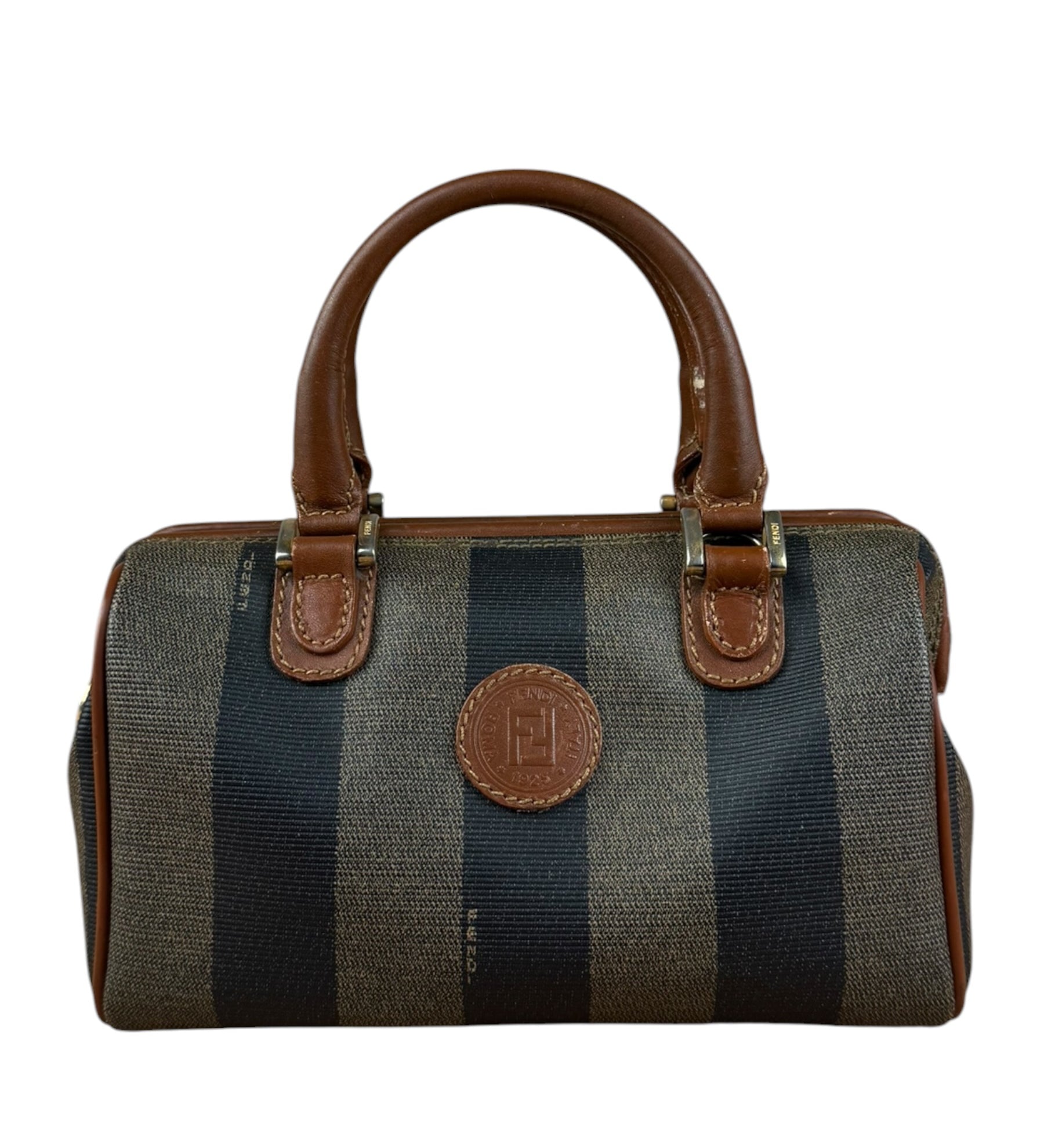 Fendi Vintage Pequin Stripped Nano Boston Bag
