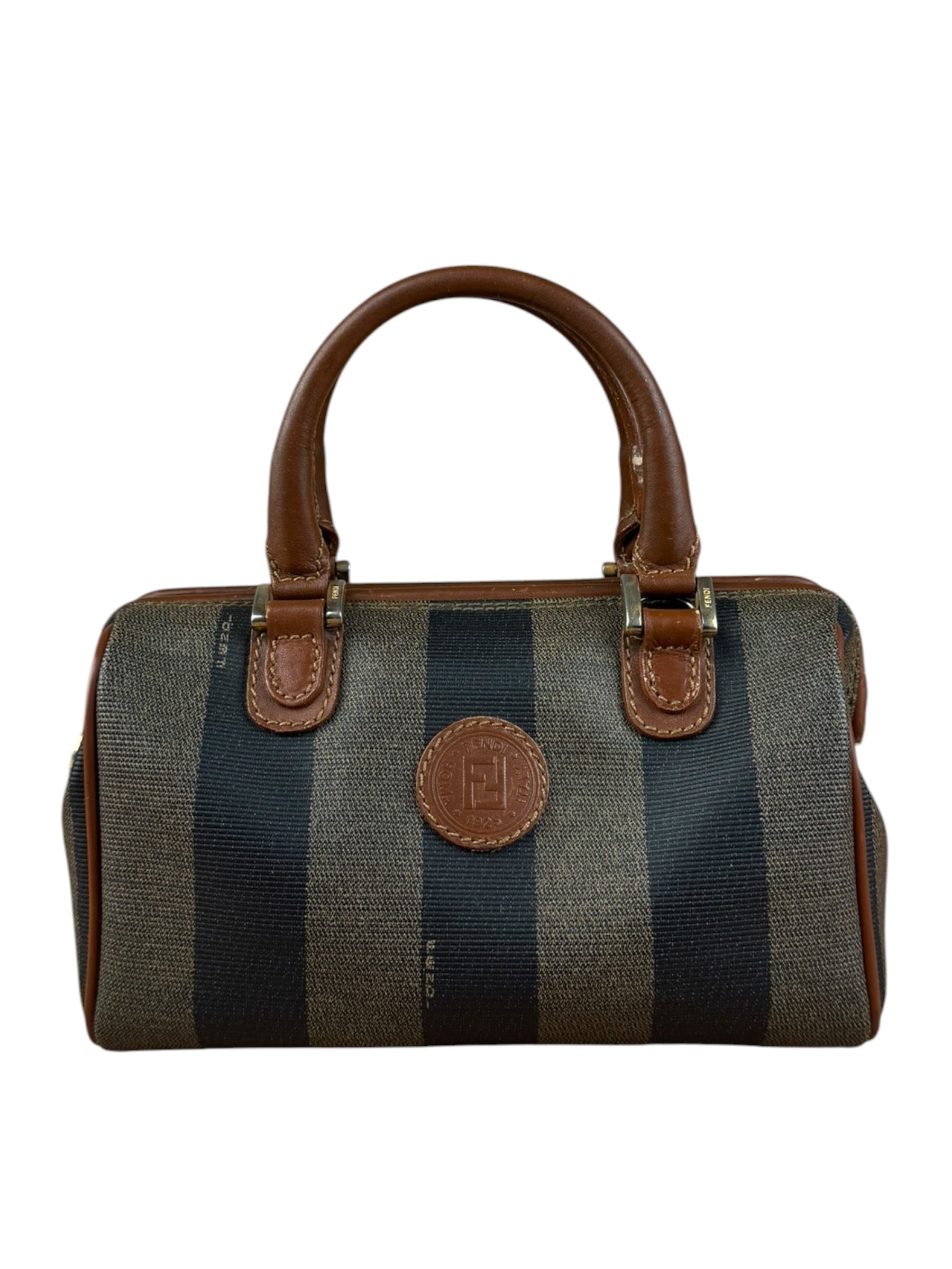 Fendi Vintage Pequin Stripped Nano Boston Bag