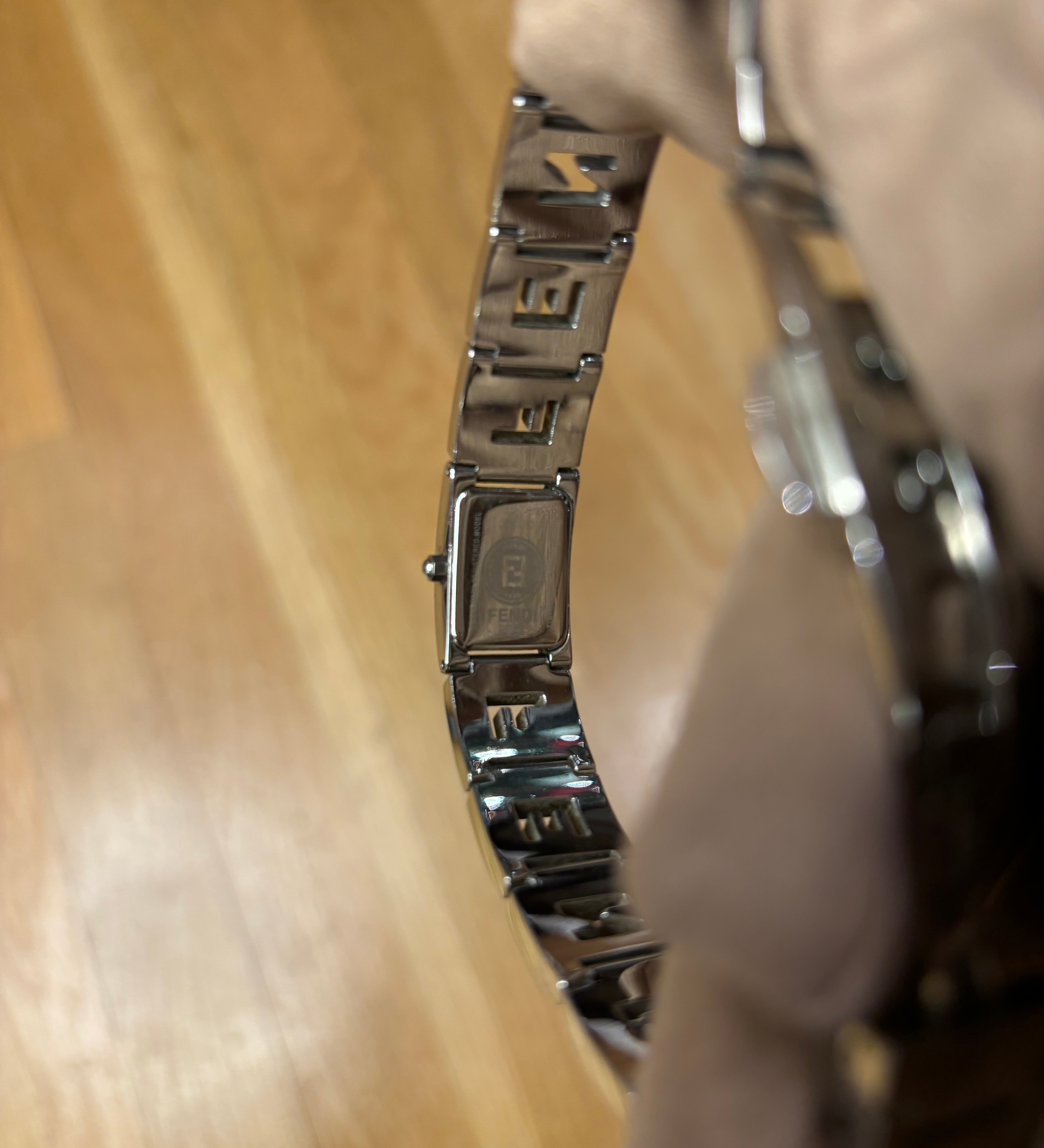 Fendi Black Dial Tank Stainless Letter Links