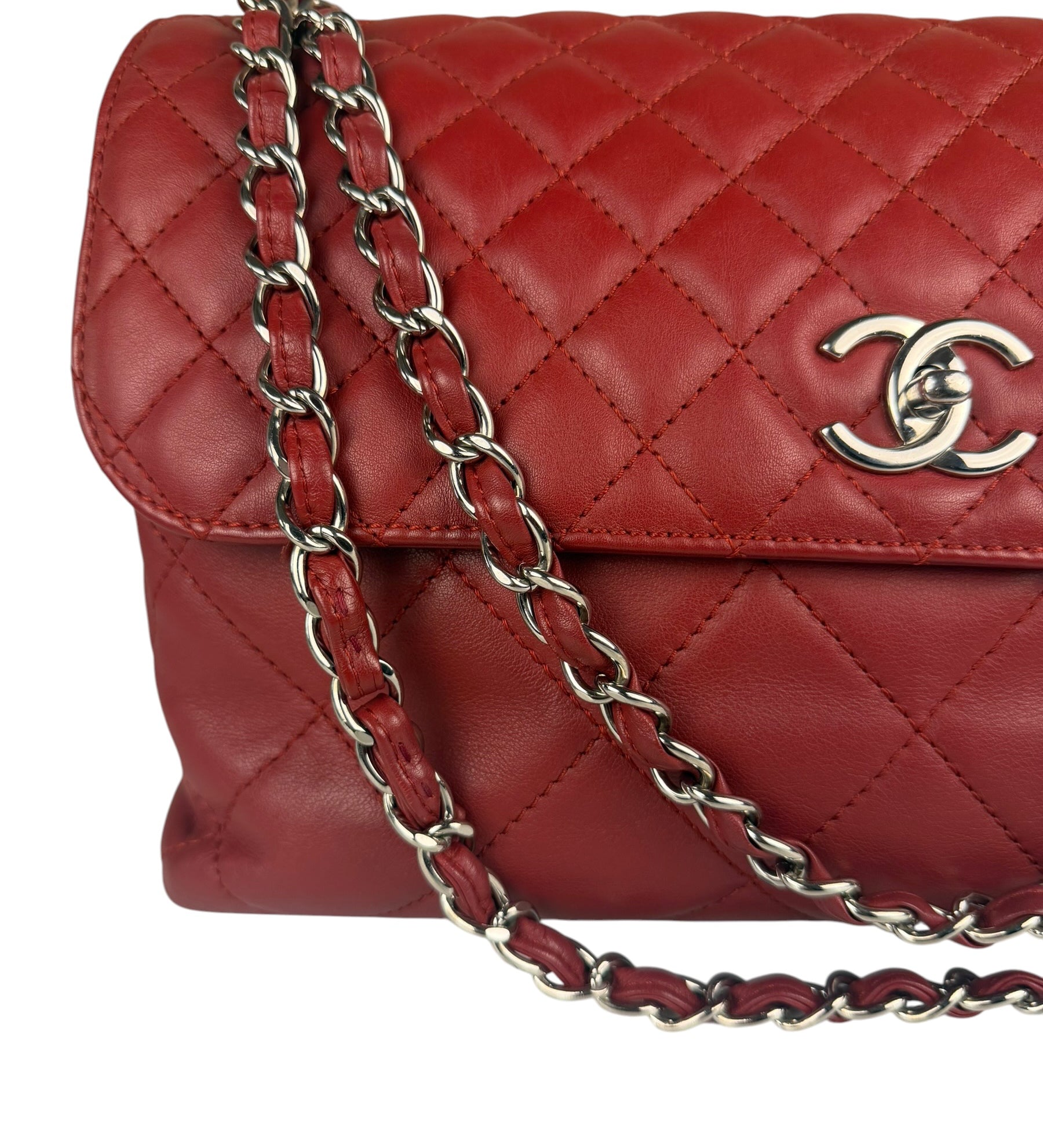Chanel Red Quilted Leather Flap Shoulder Bag 2011