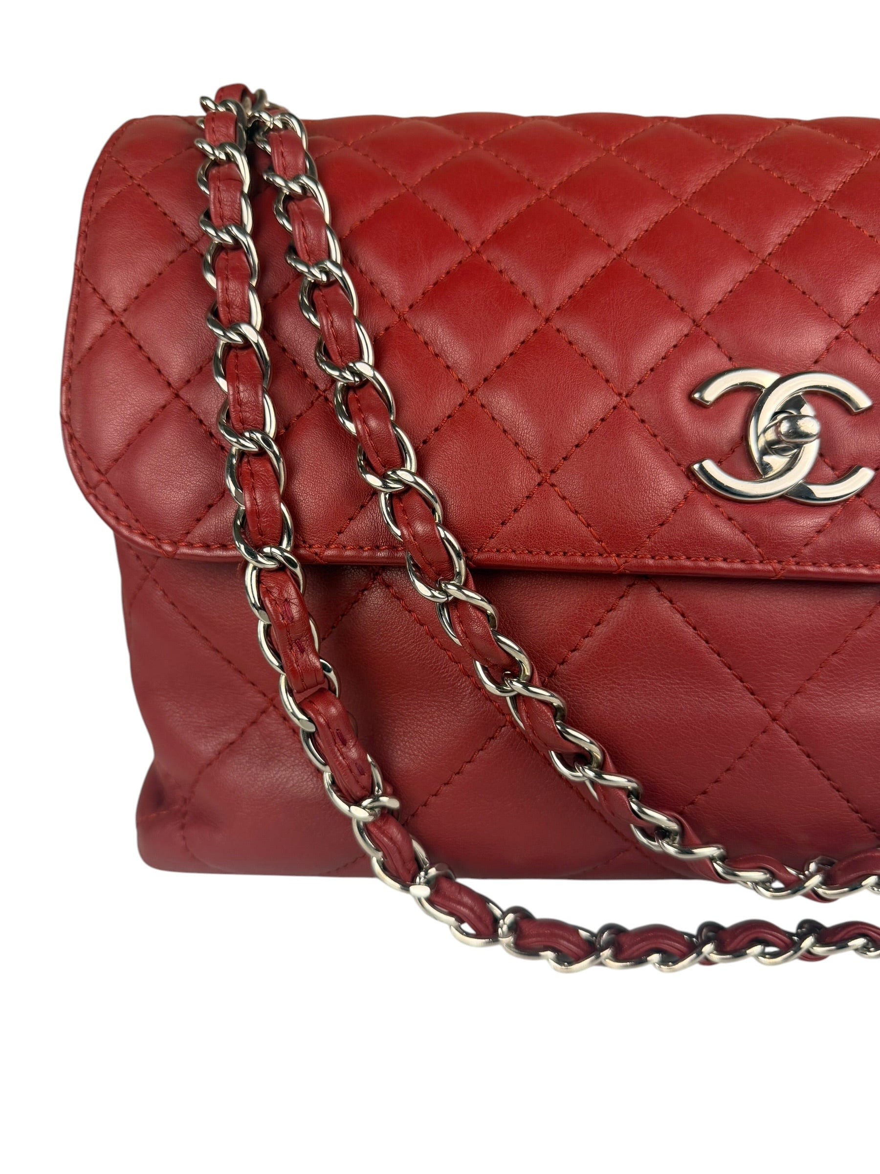 Chanel Red Qulited Leather Flap Shoulder Bag 2011