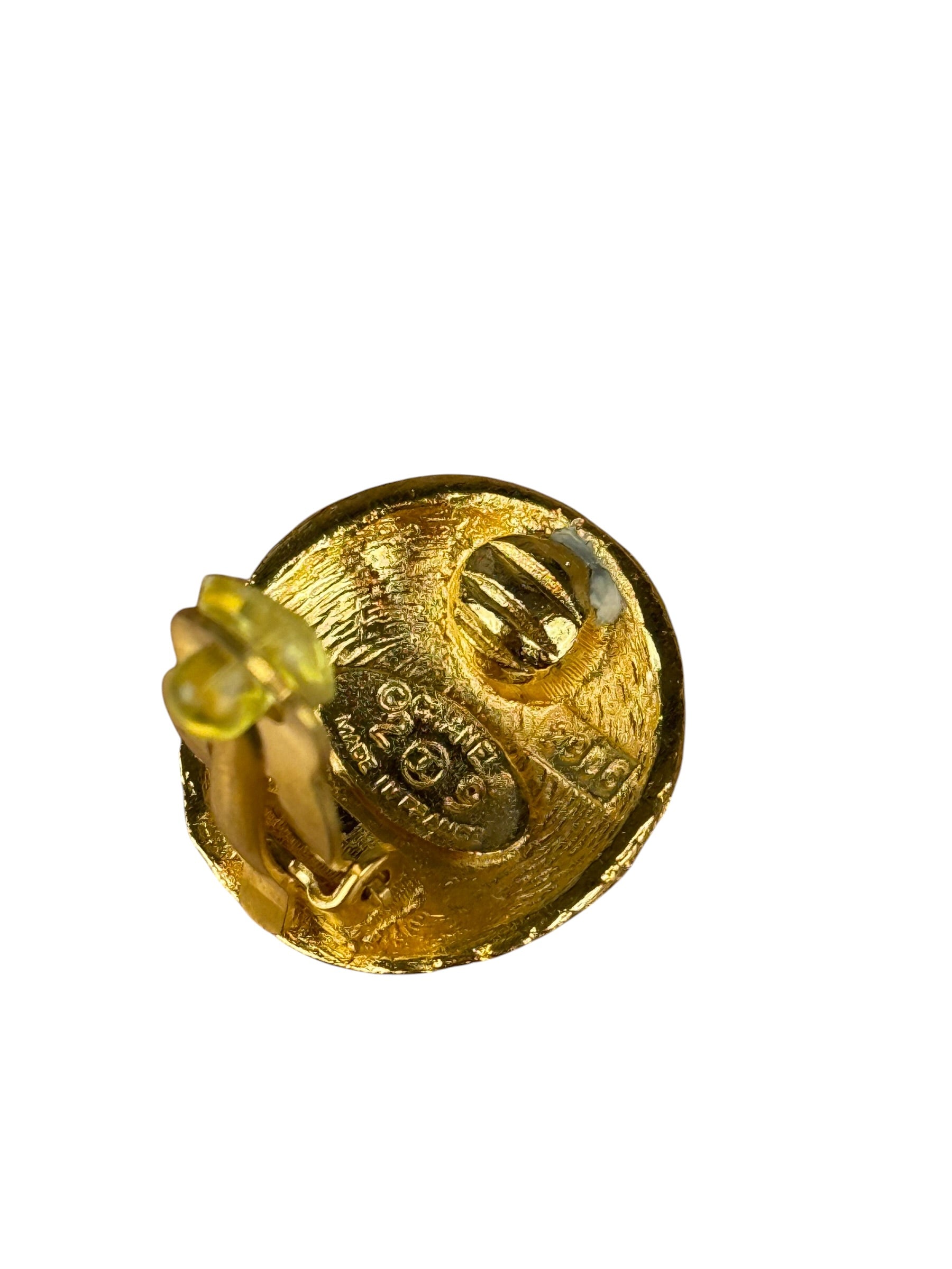 Chanel Vintage CC Logo Gold Woven Clip-On Earrings