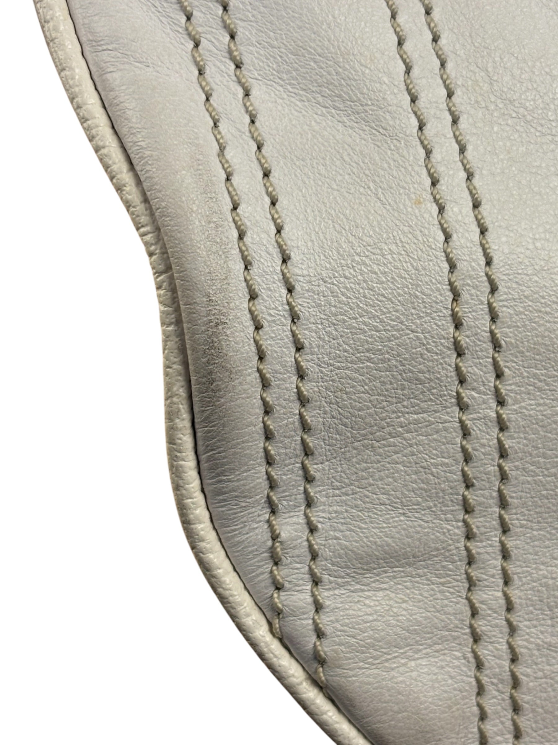 Celine Vintage White Leather Stitch Hobo Shoulder Bag