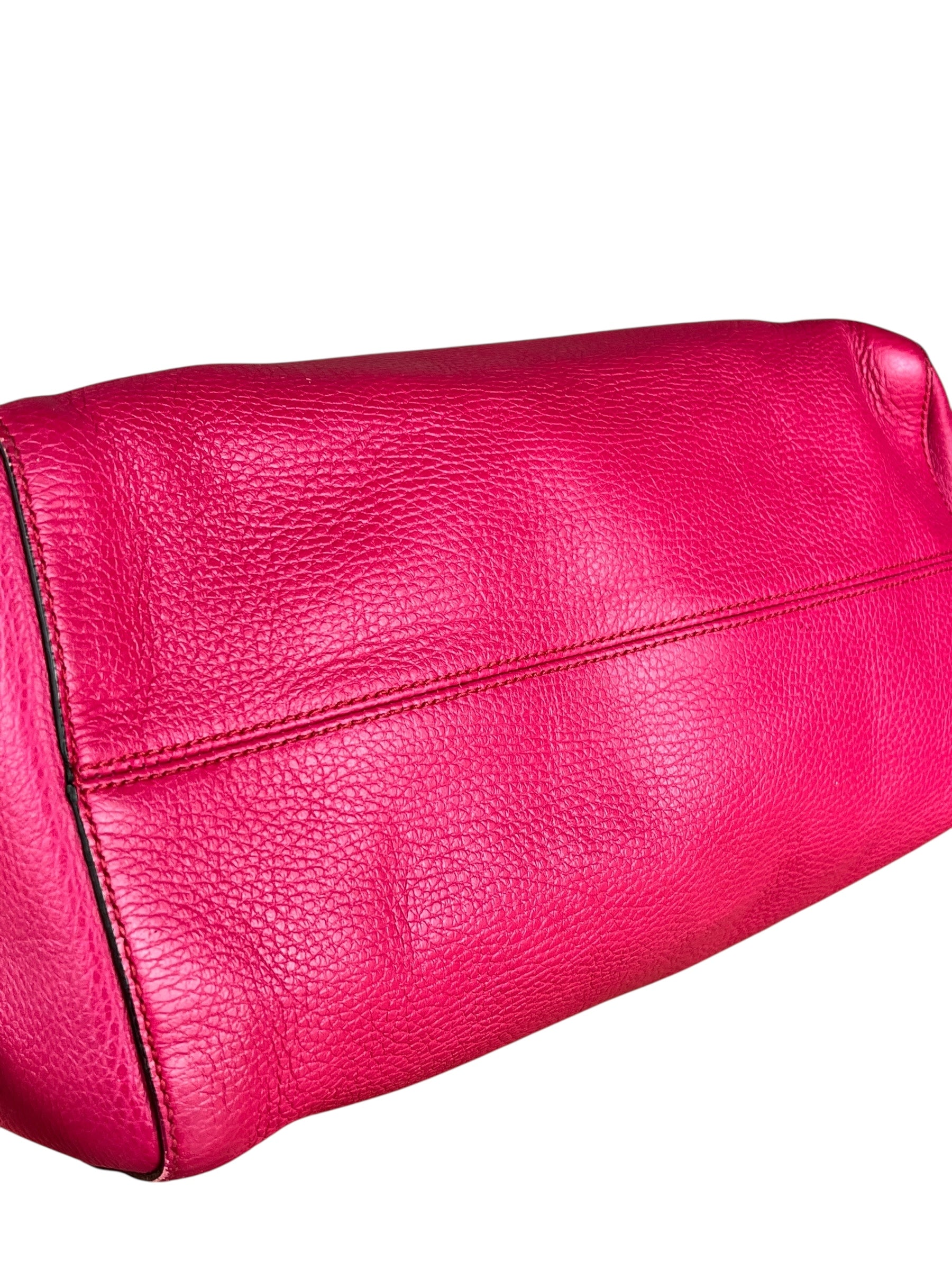 Gucci Hot Pink Pebbled Leather Swing Tote