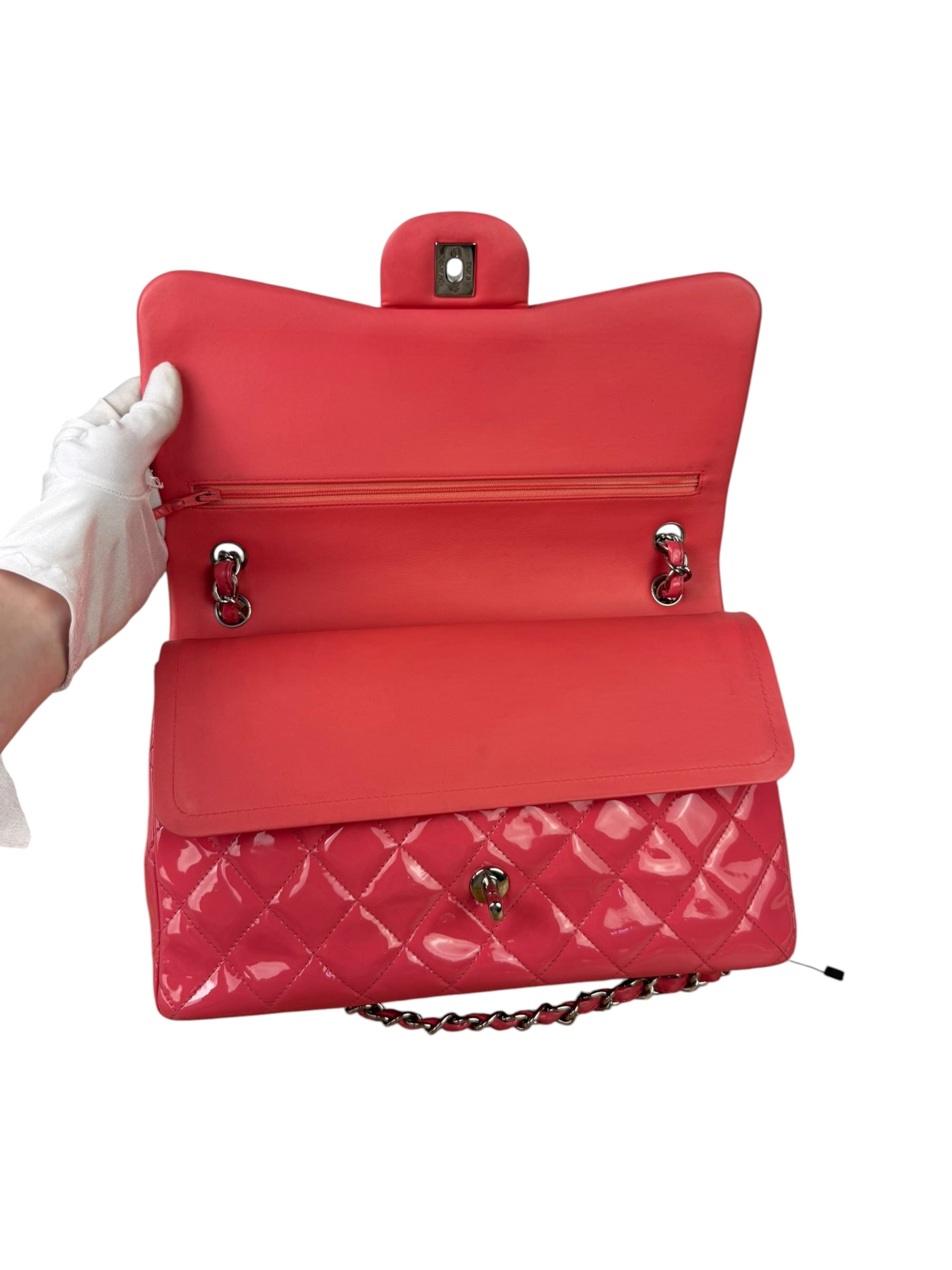 Chanel Pink Patent Leather Double Flap Bag 2012