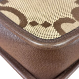 Gucci Brown Leather Trim Jumbo GG Mini Crossbody