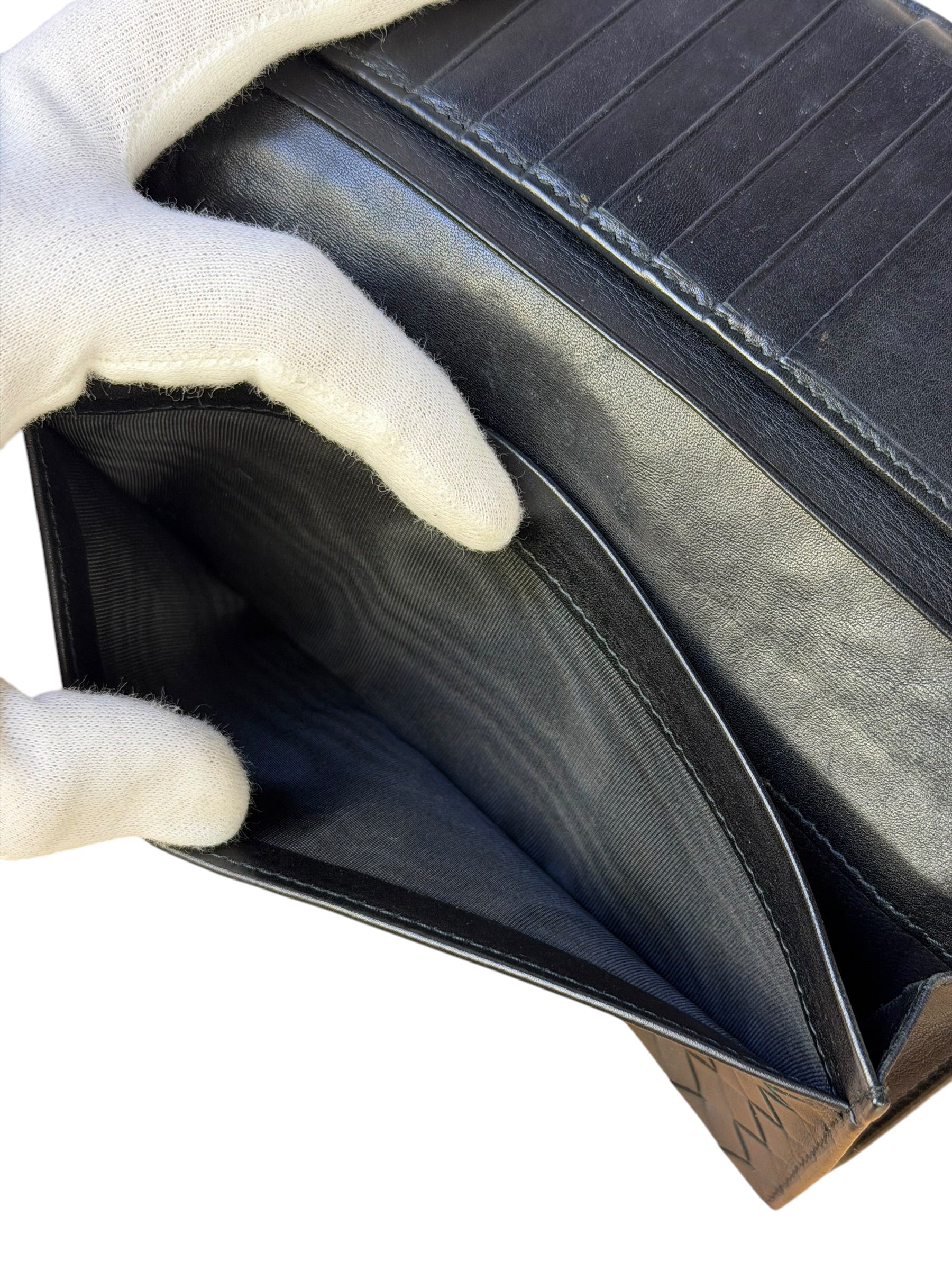 Bottega Veneta Black Intercciato Long Wallet