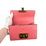 Gucci GG Pink Embossed Leather Small Padlock Chain Bag