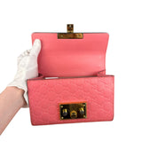 Gucci GG Pink Embossed Leather Small Padlock Chain Bag