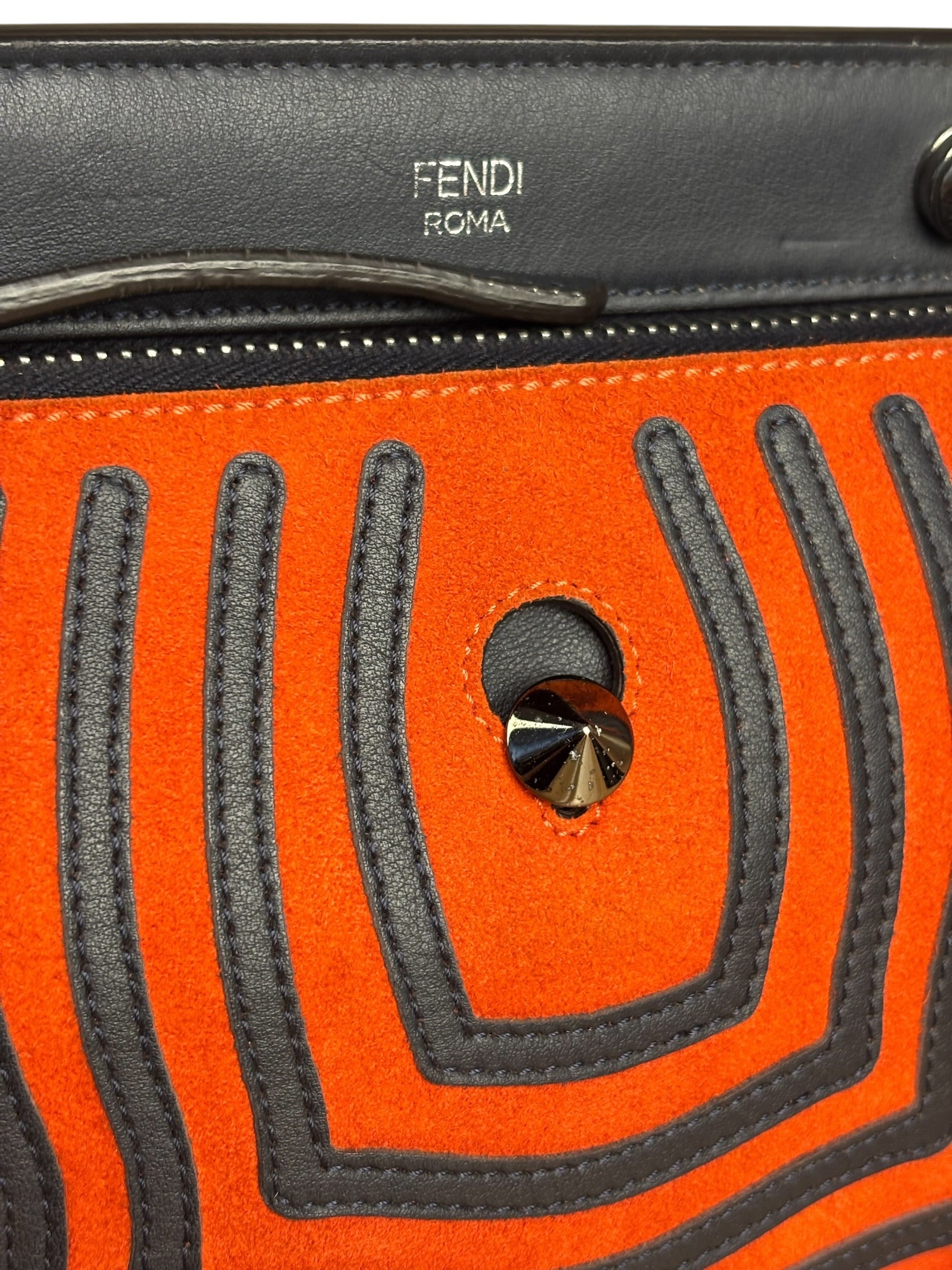 Fendi DotCom Click Striped Hypnotic Suede 2 Way