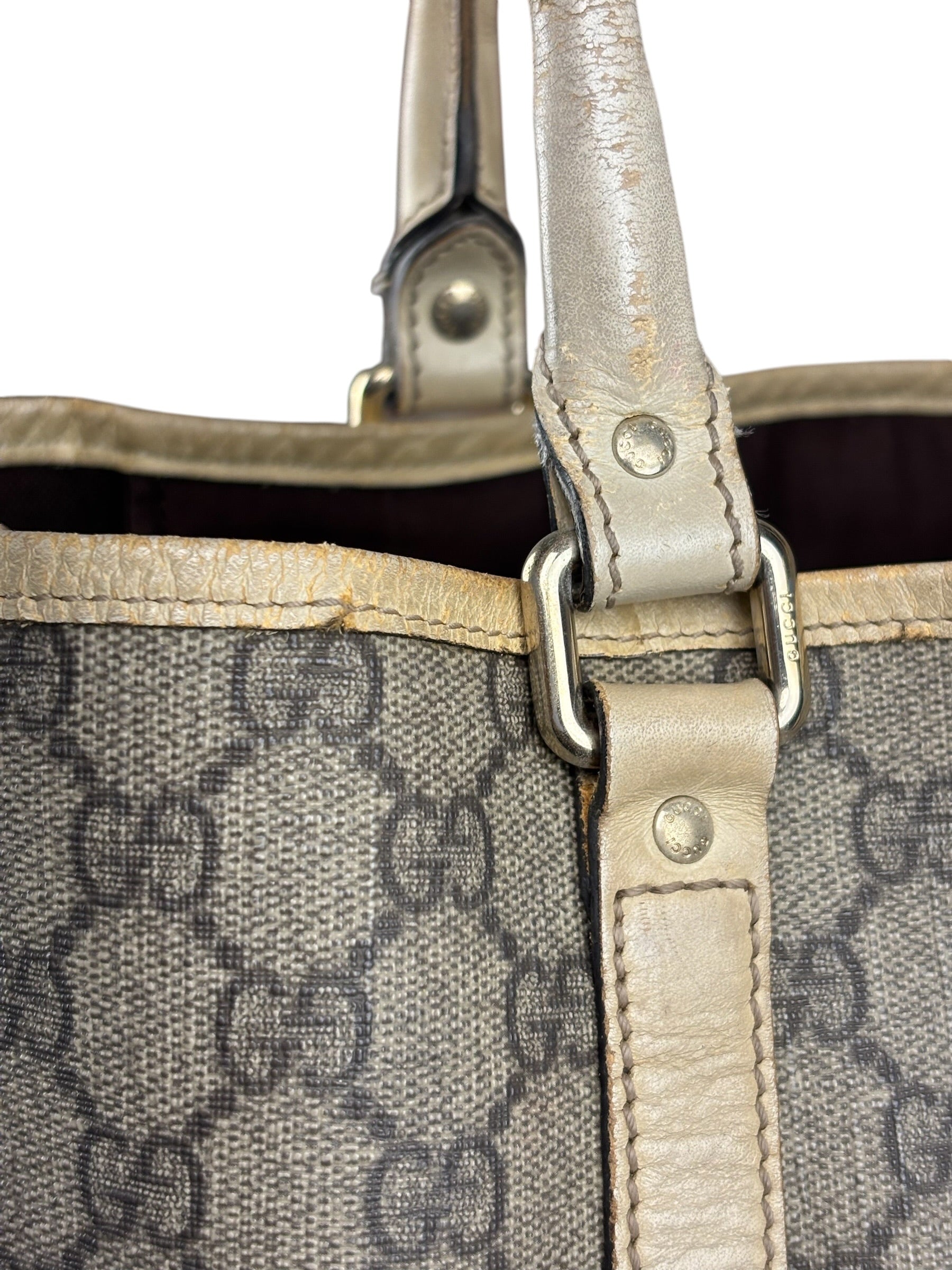 Gucci Beige GG Supreme Monogram Joy Vertical Tote Bag