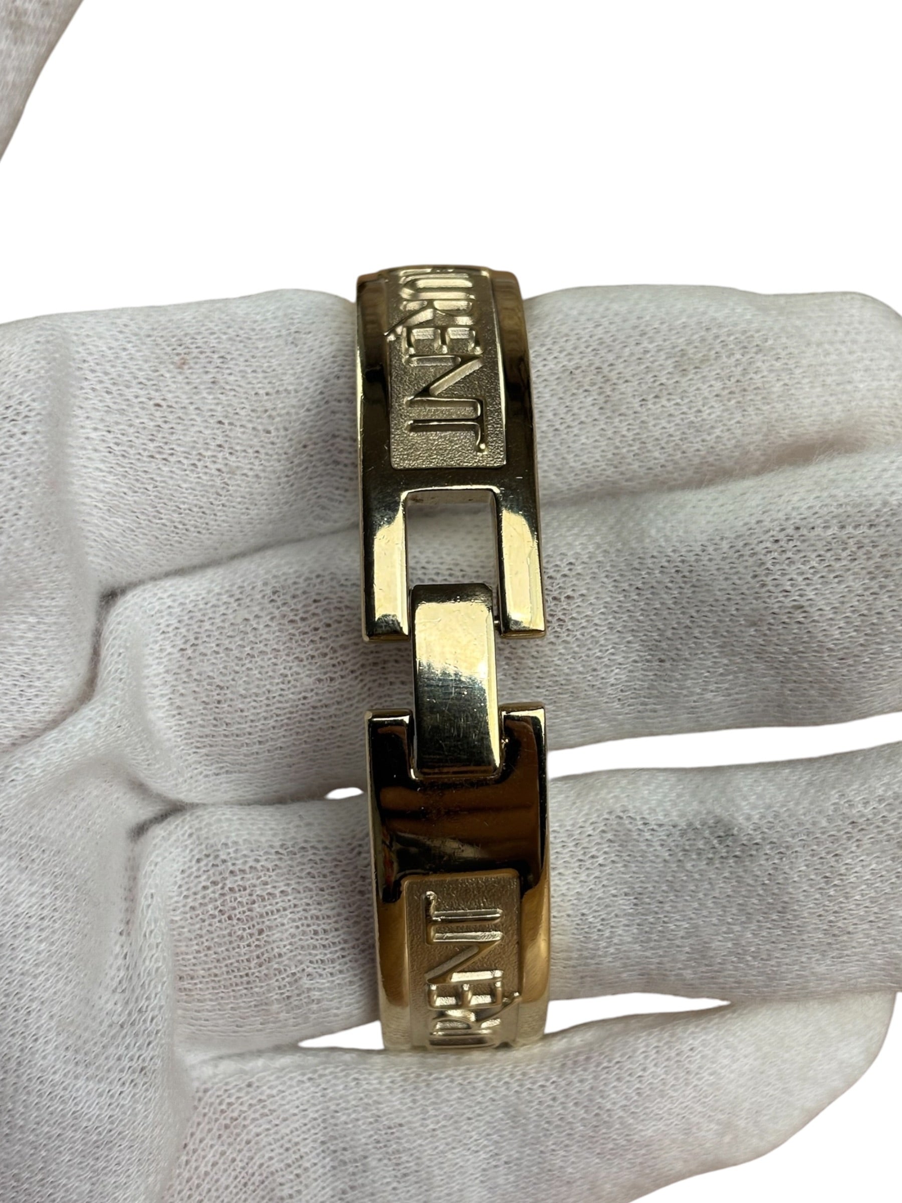 YSL Mother of Pearl Dial 40th Anniversary Gold Bangle