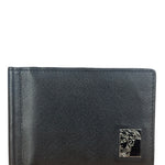 Versace Black Saffiano Leather Bifold Money Clip Wallet