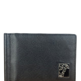 Versace Black Saffiano Leather Bifold Money Clip Wallet