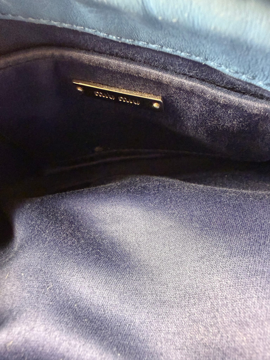 Miu Miu Blue Matelassè Leather Crossbody Bag