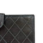 Chanel Vintage Dark Brown Leather Quilted CC Long Wallet