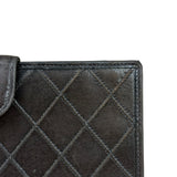 Chanel Vintage Dark Brown Leather Quilted CC Long Wallet