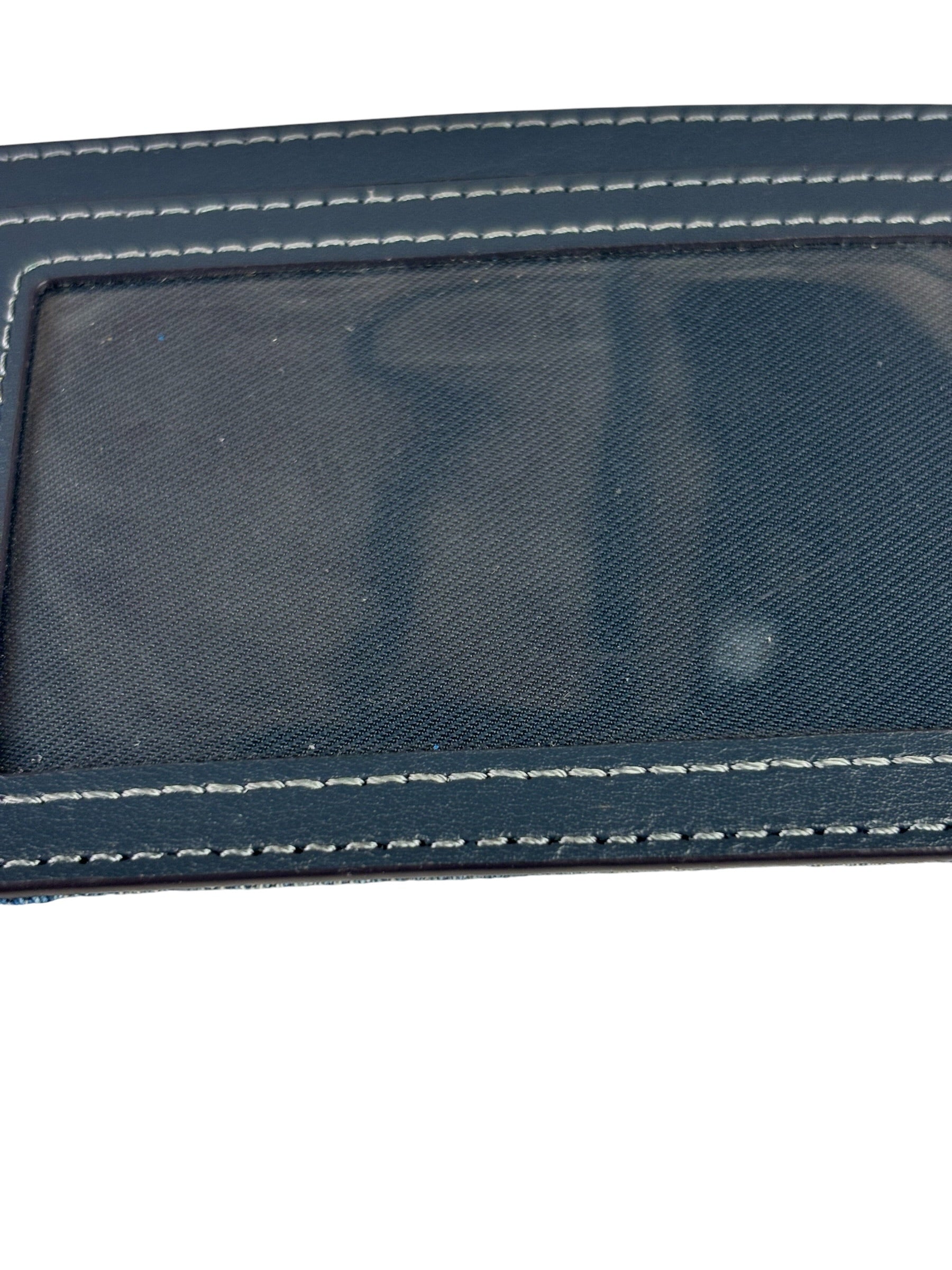 Coach Blue Quilted Regenerative Cotton Denim Trim/Leather Slim ID Card Case