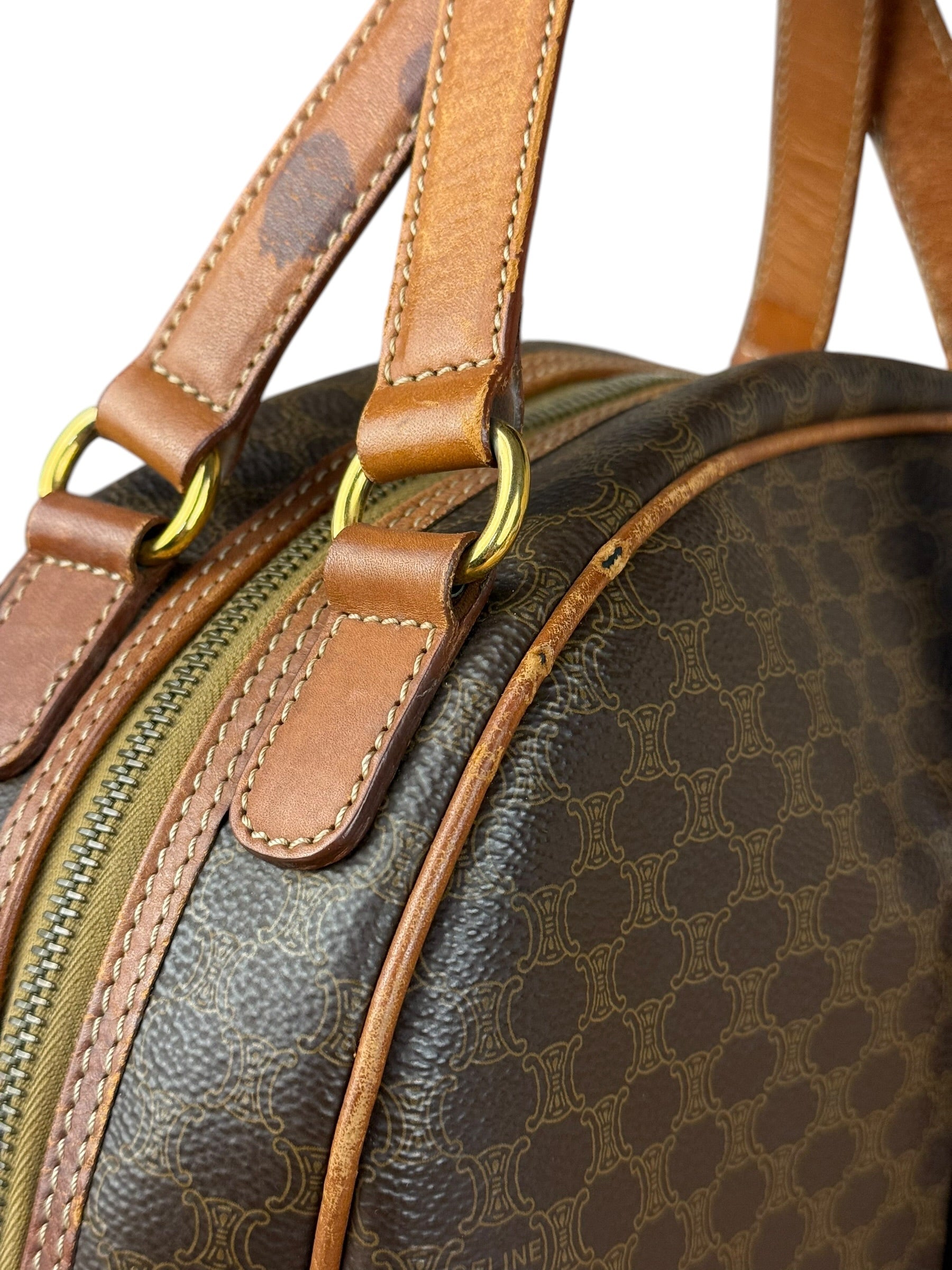 Celine Vintage Leather Macadam Dome Hand Bag