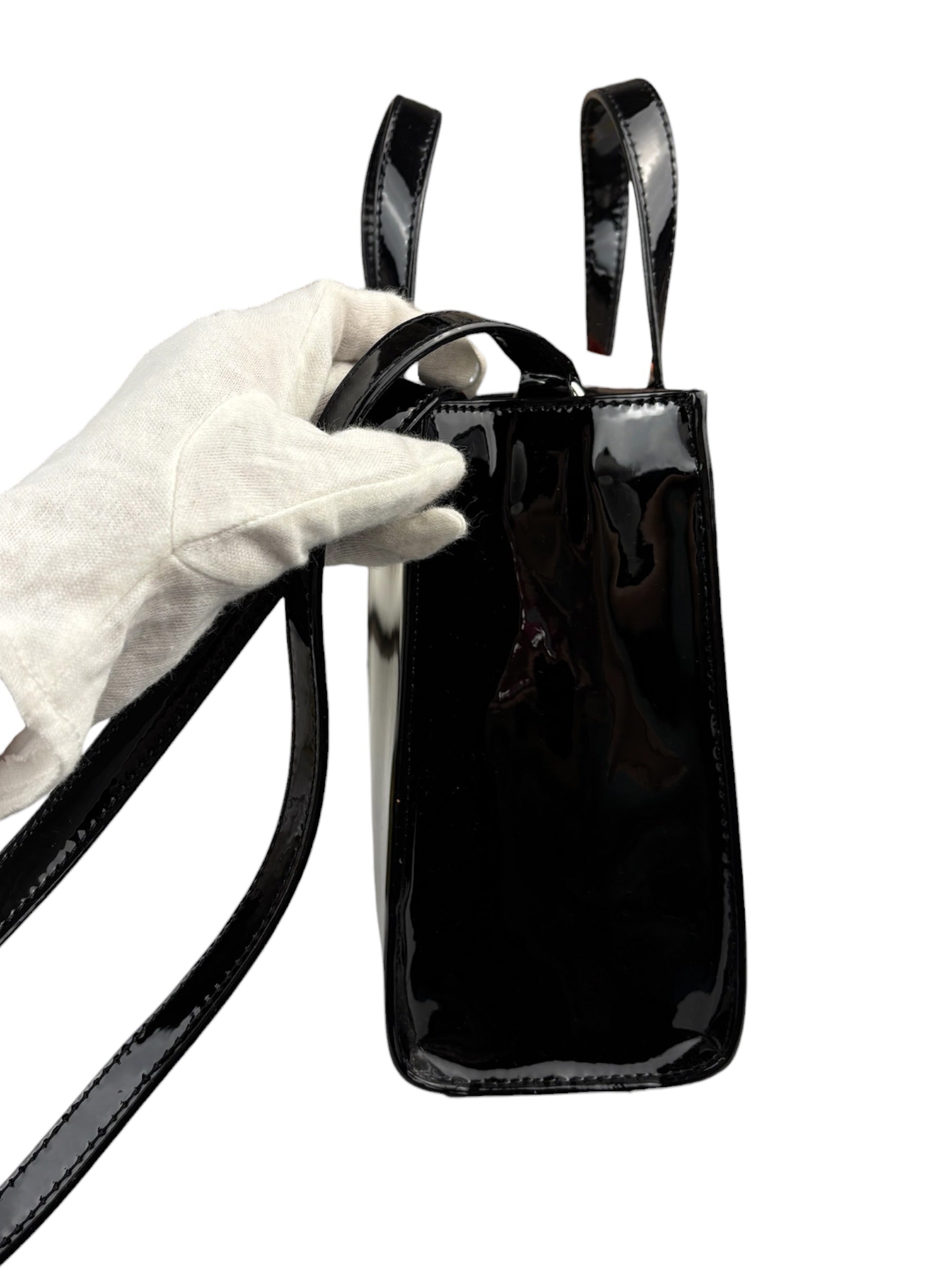 Off-White Black Patent Leather Kids Butterfly Bookish Two-Way Bag